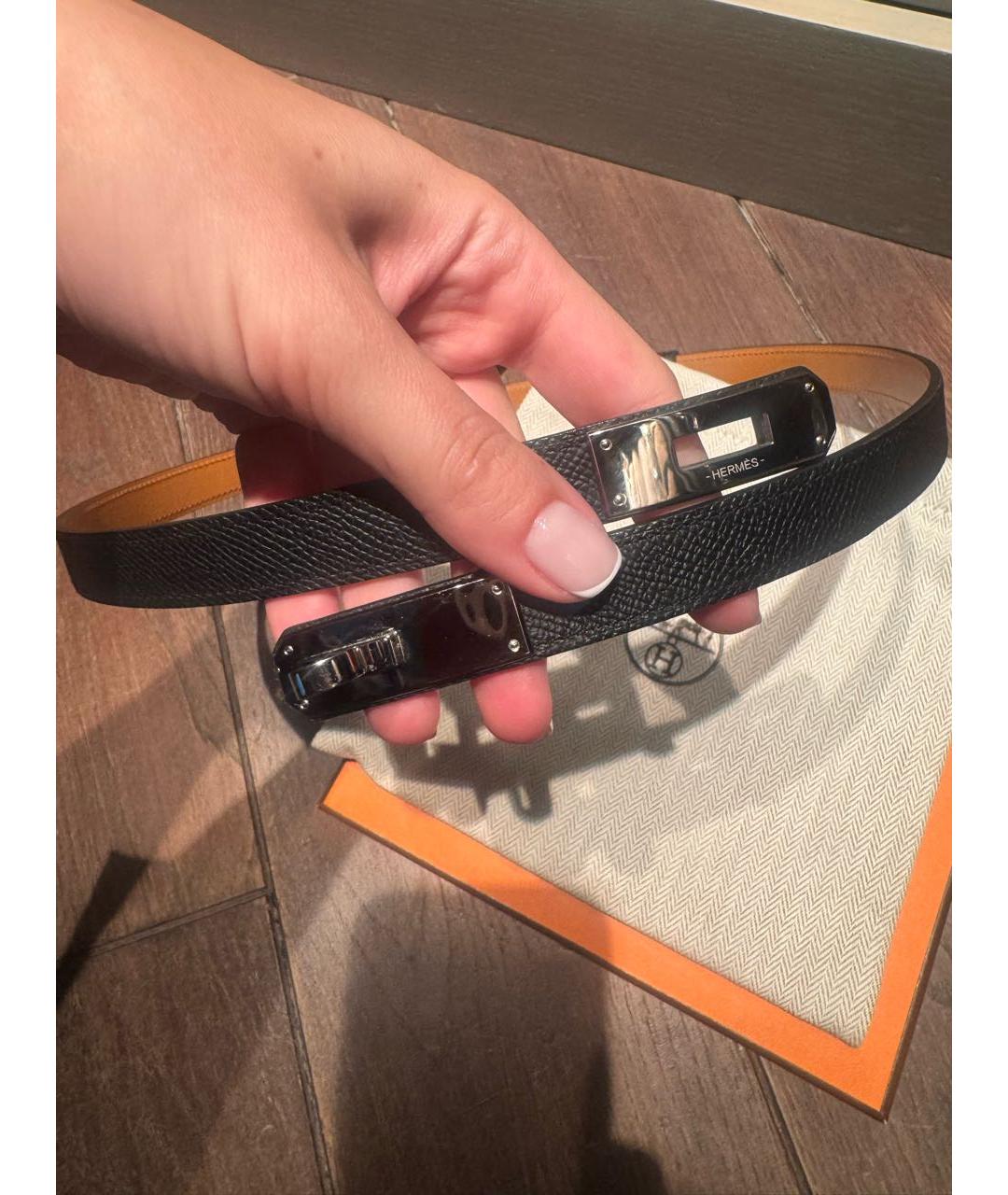 HERMES Черный кожаный ремень, фото 4