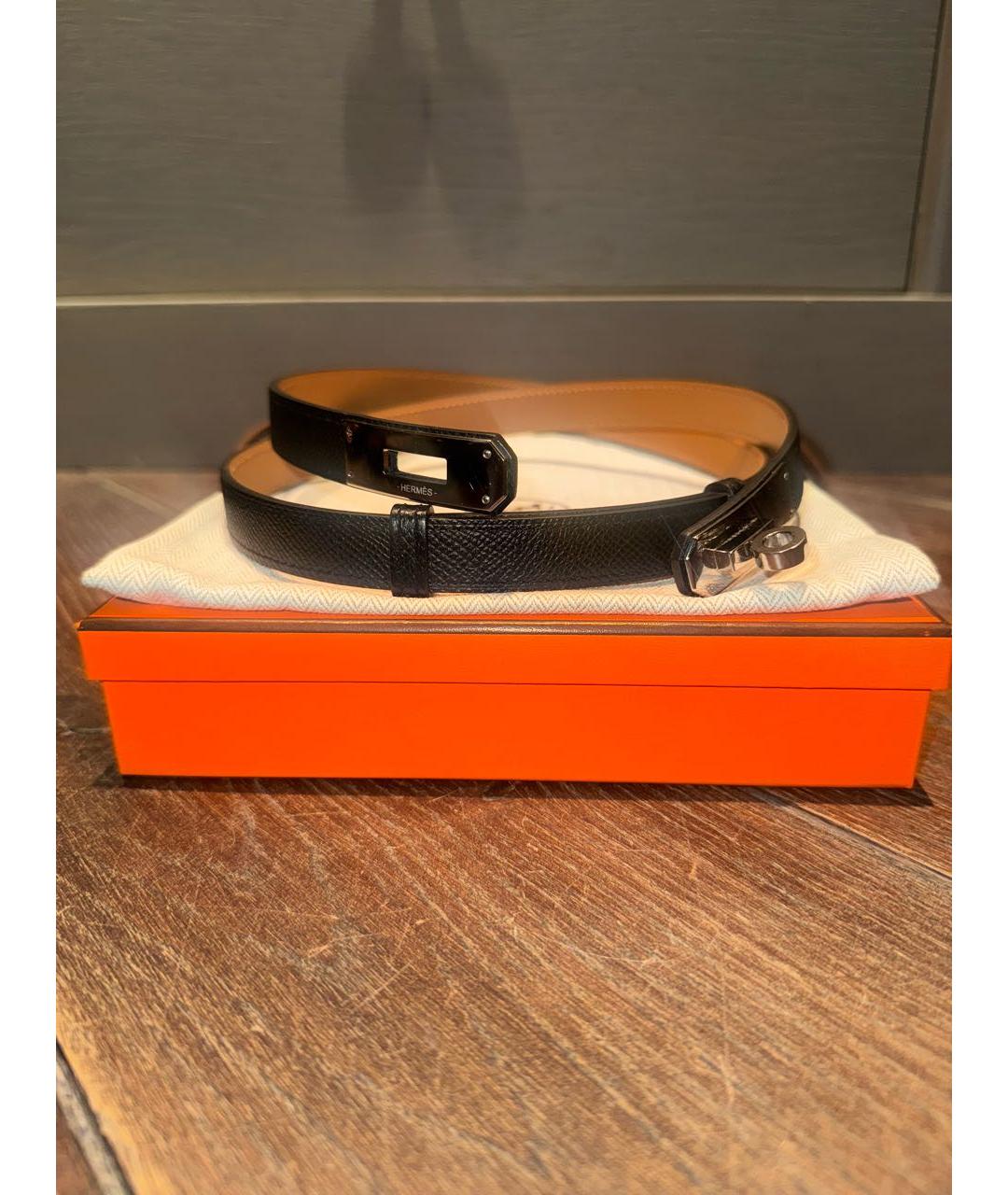 HERMES Черный кожаный ремень, фото 5