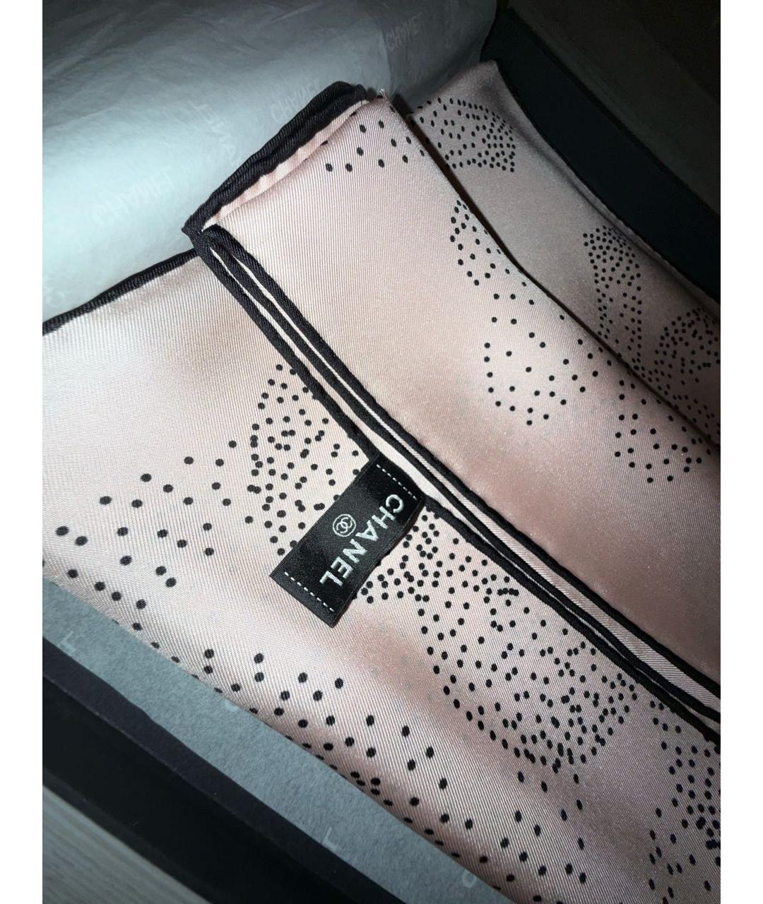 CHANEL Розовый шелковый платок, фото 2