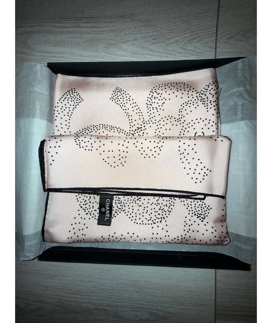 CHANEL Розовый шелковый платок, фото 5