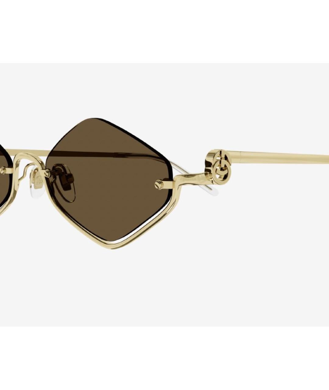 GUCCI Золотые металлические солнцезащитные очки, фото 2
