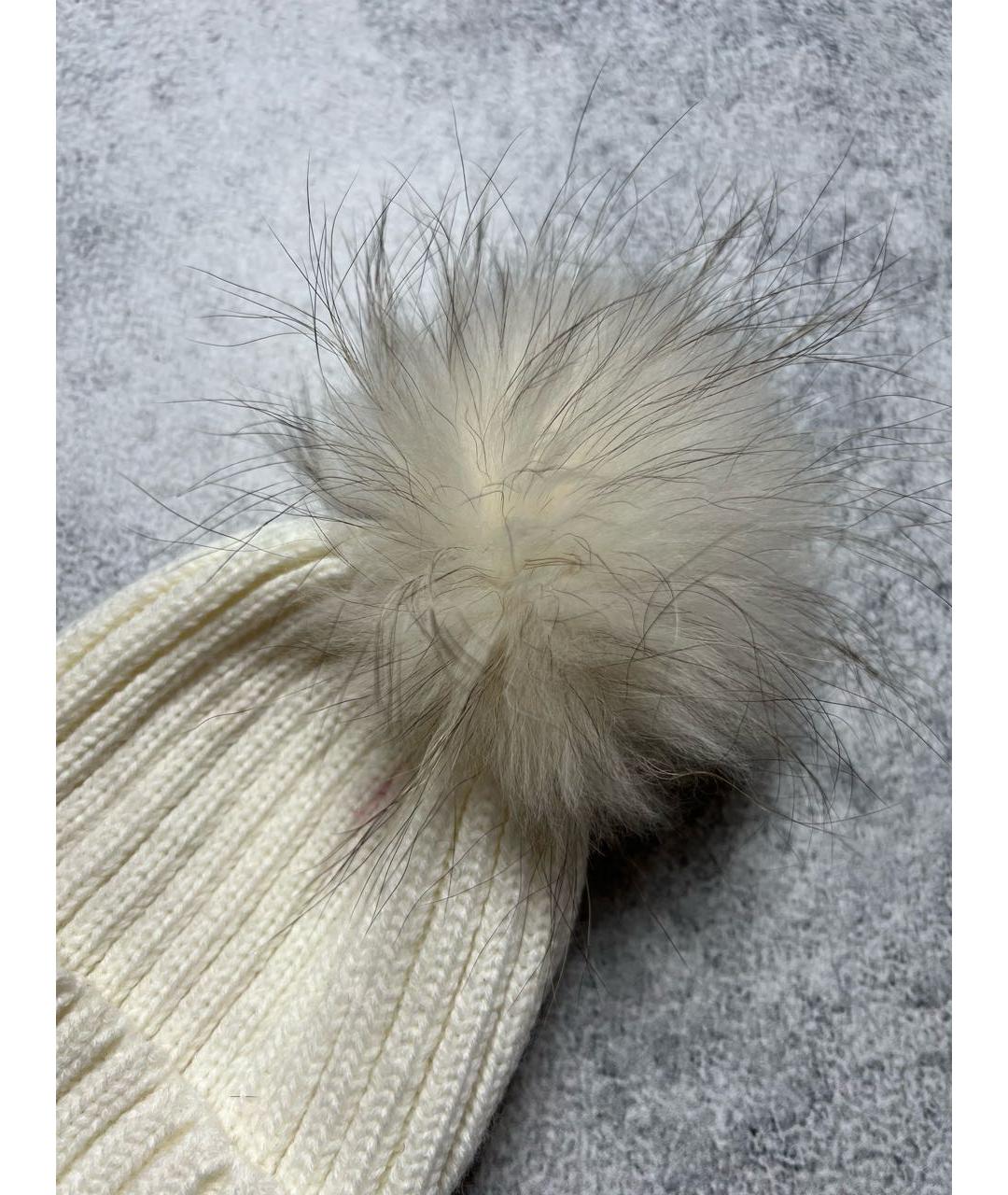 YVES SALOMON Белая шерстяная шапка, фото 3