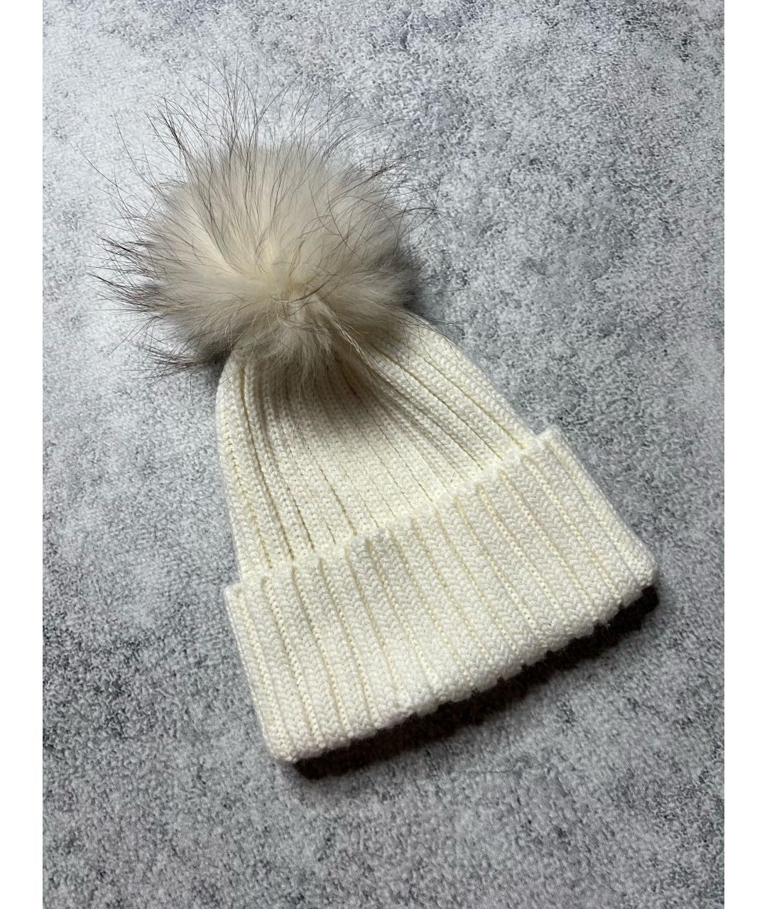 YVES SALOMON Белая шерстяная шапка, фото 8