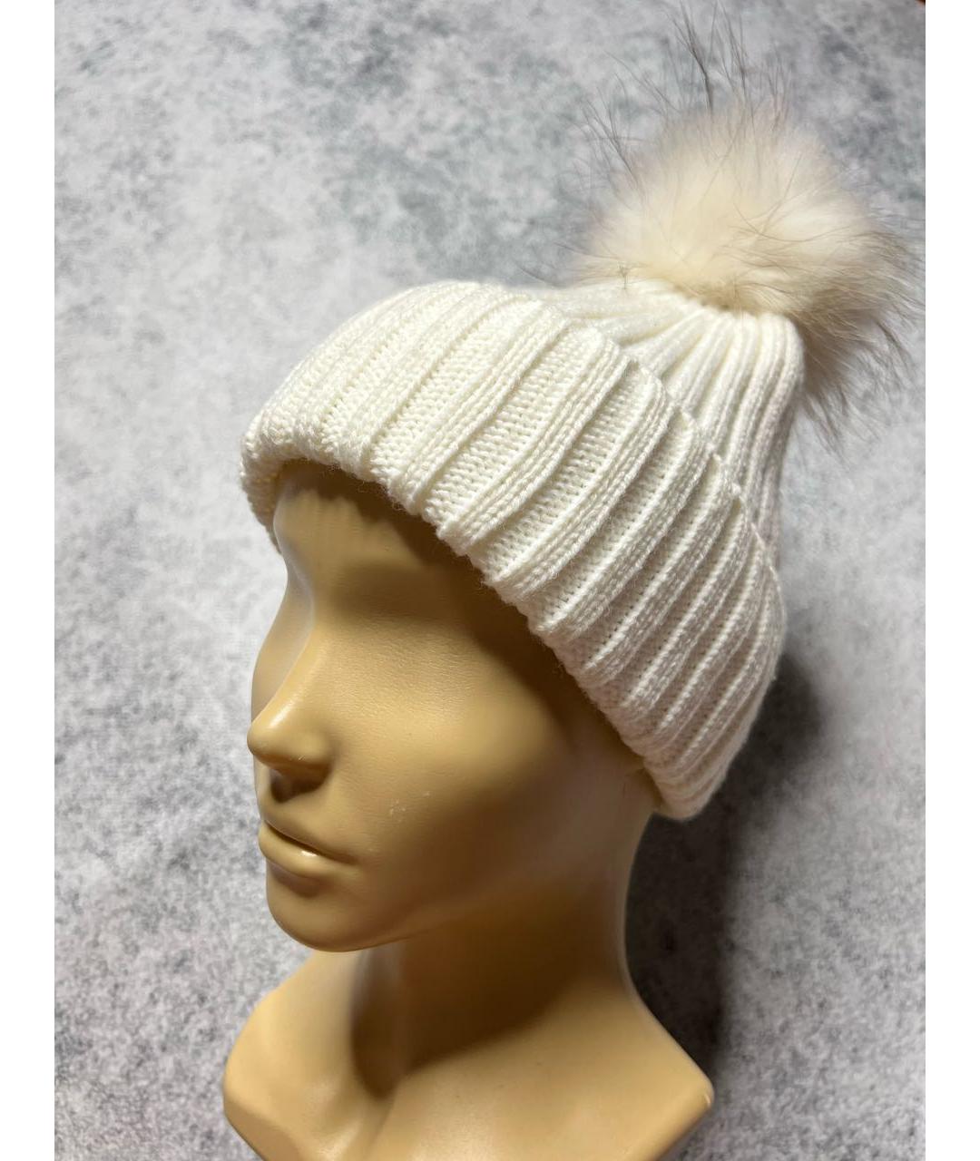 YVES SALOMON Белая шерстяная шапка, фото 6