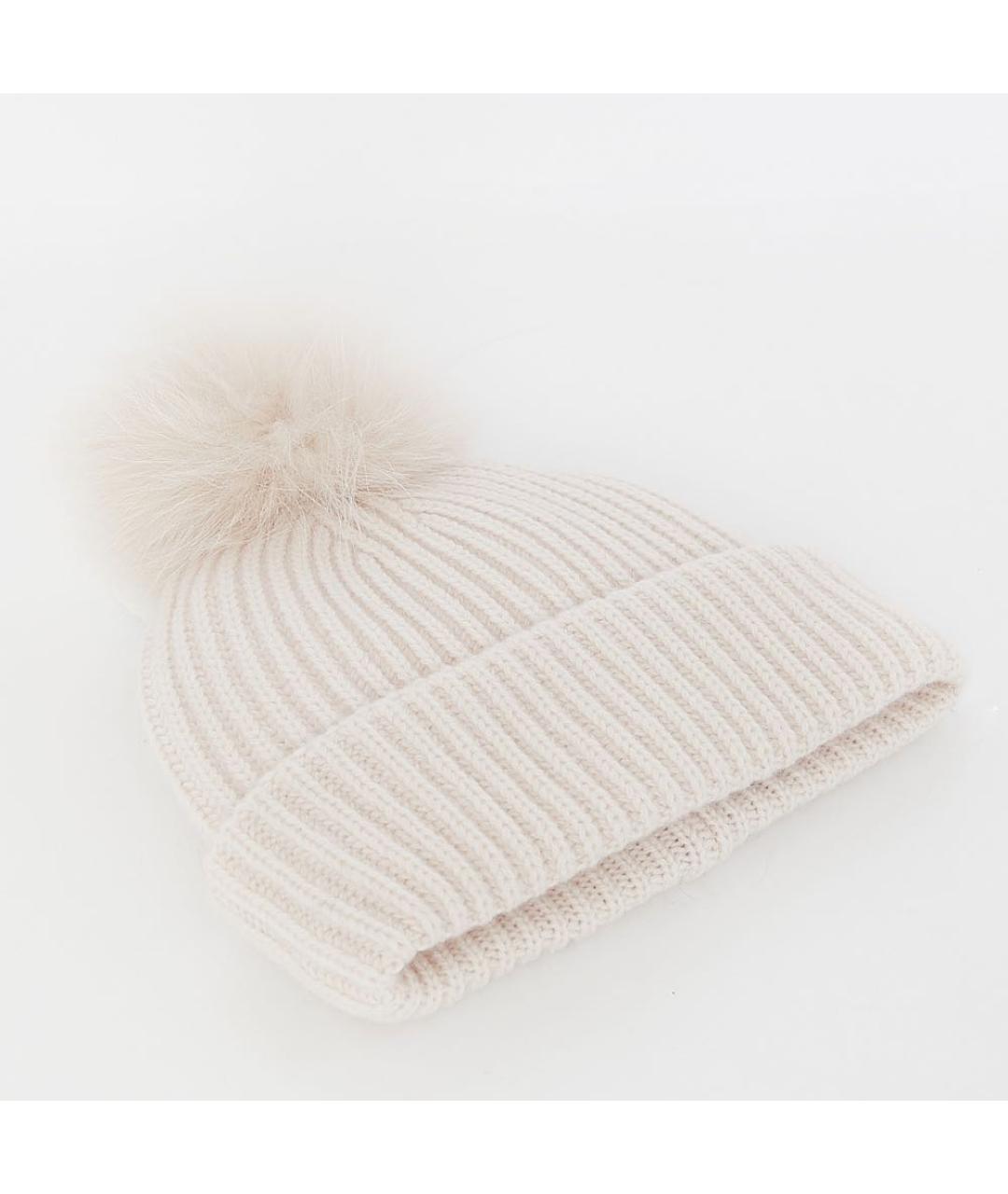 YVES SALOMON Белая шерстяная шапка, фото 2