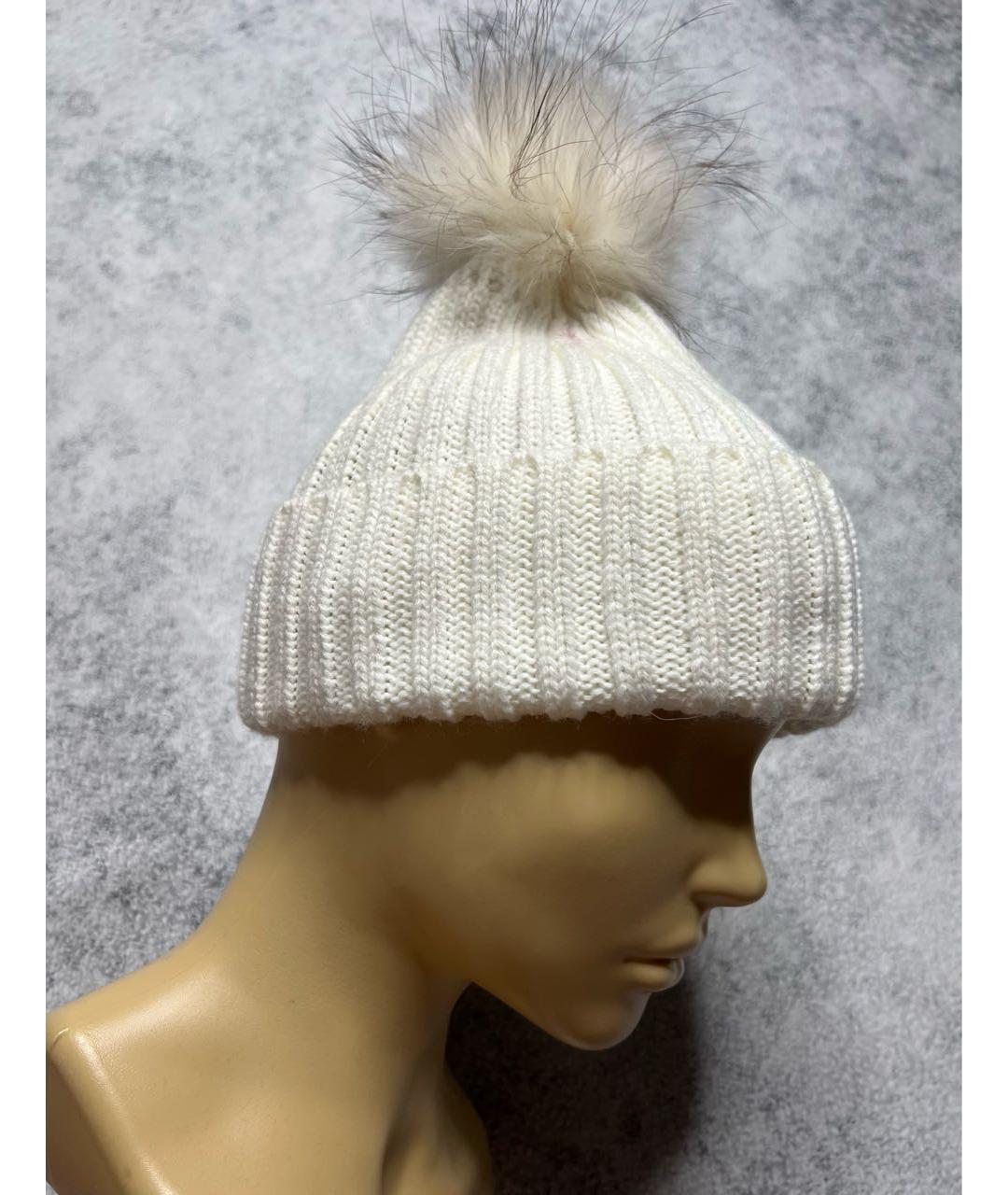 YVES SALOMON Белая шерстяная шапка, фото 5