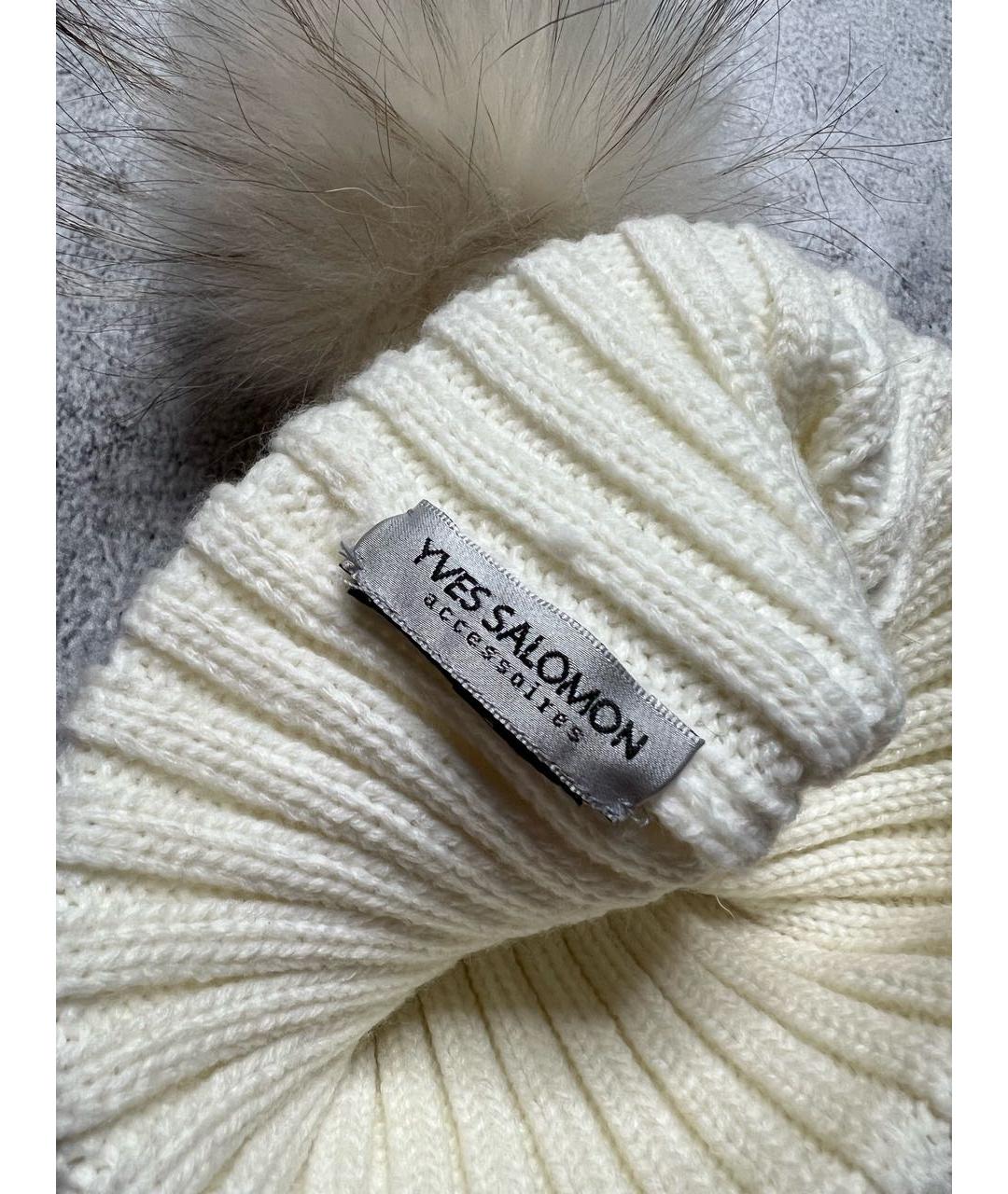 YVES SALOMON Белая шерстяная шапка, фото 4