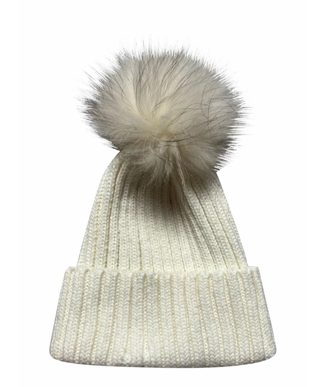 YVES SALOMON Белая шерстяная шапка, фото 1