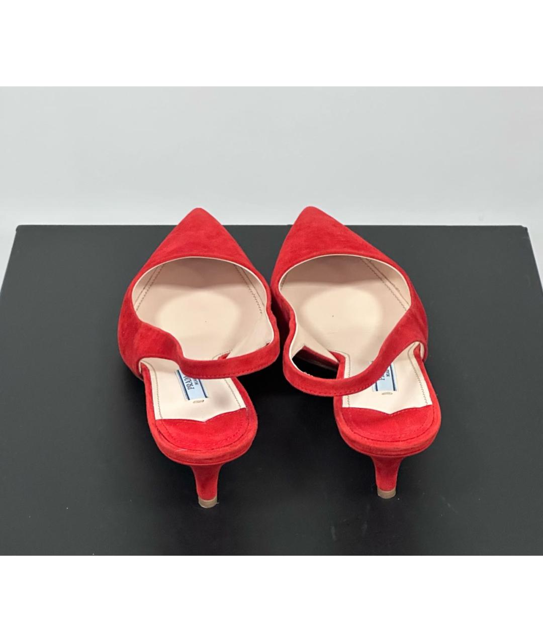 PRADA Оранжевое замшевые лодочки на низком каблуке, фото 4