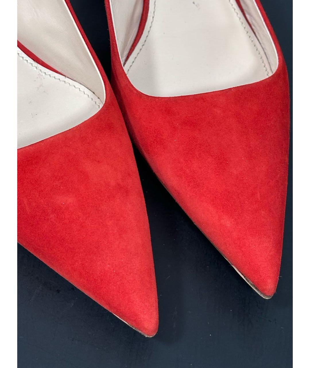 PRADA Оранжевое замшевые лодочки на низком каблуке, фото 3