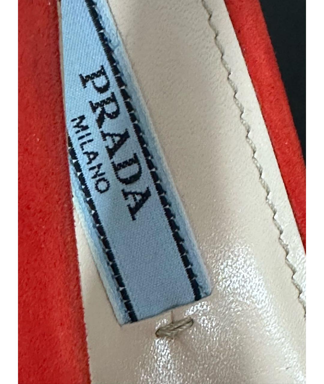 PRADA Оранжевое замшевые лодочки на низком каблуке, фото 6