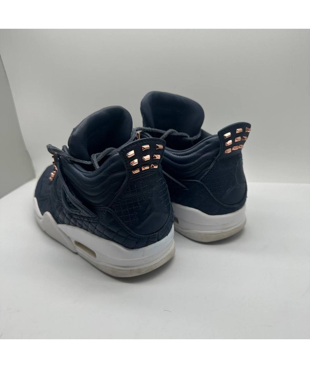 JORDAN Темно-синие кожаные высокие кроссовки / кеды, фото 3