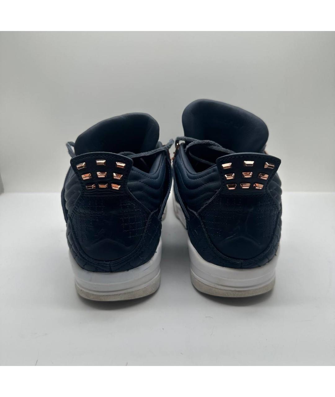 JORDAN Темно-синие кожаные высокие кроссовки / кеды, фото 4