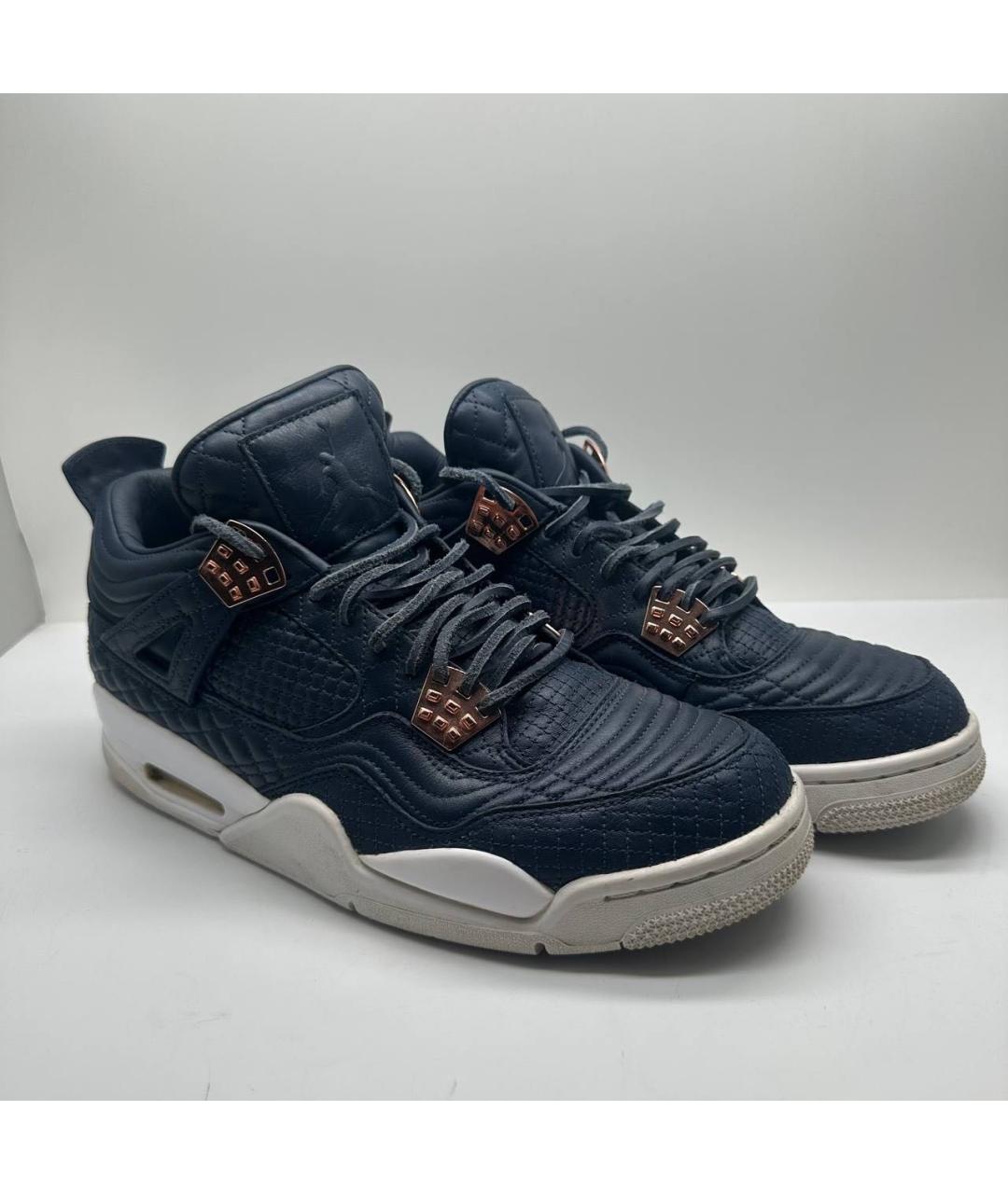 JORDAN Темно-синие кожаные высокие кроссовки / кеды, фото 5