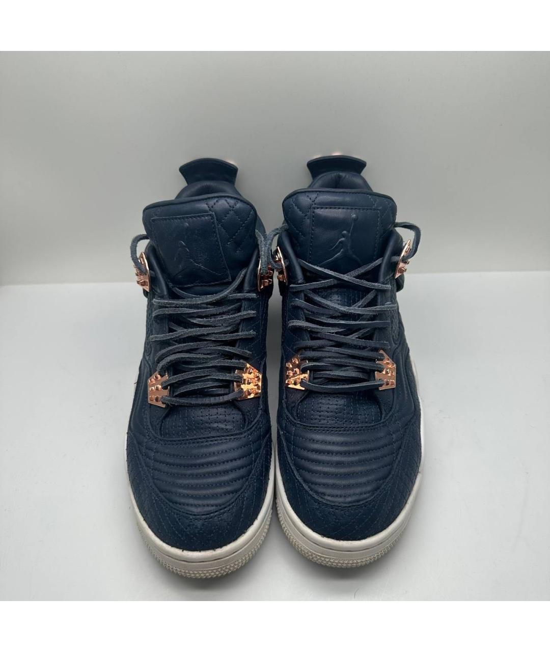 JORDAN Темно-синие кожаные высокие кроссовки / кеды, фото 2