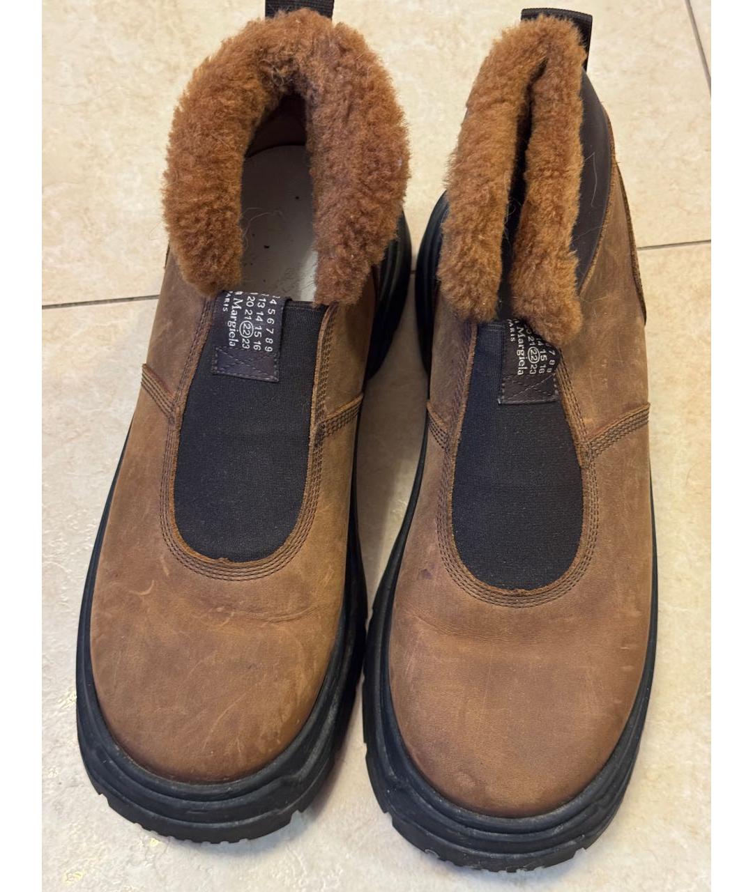 MAISON MARGIELA Коричневые нубуковые ботинки, фото 2