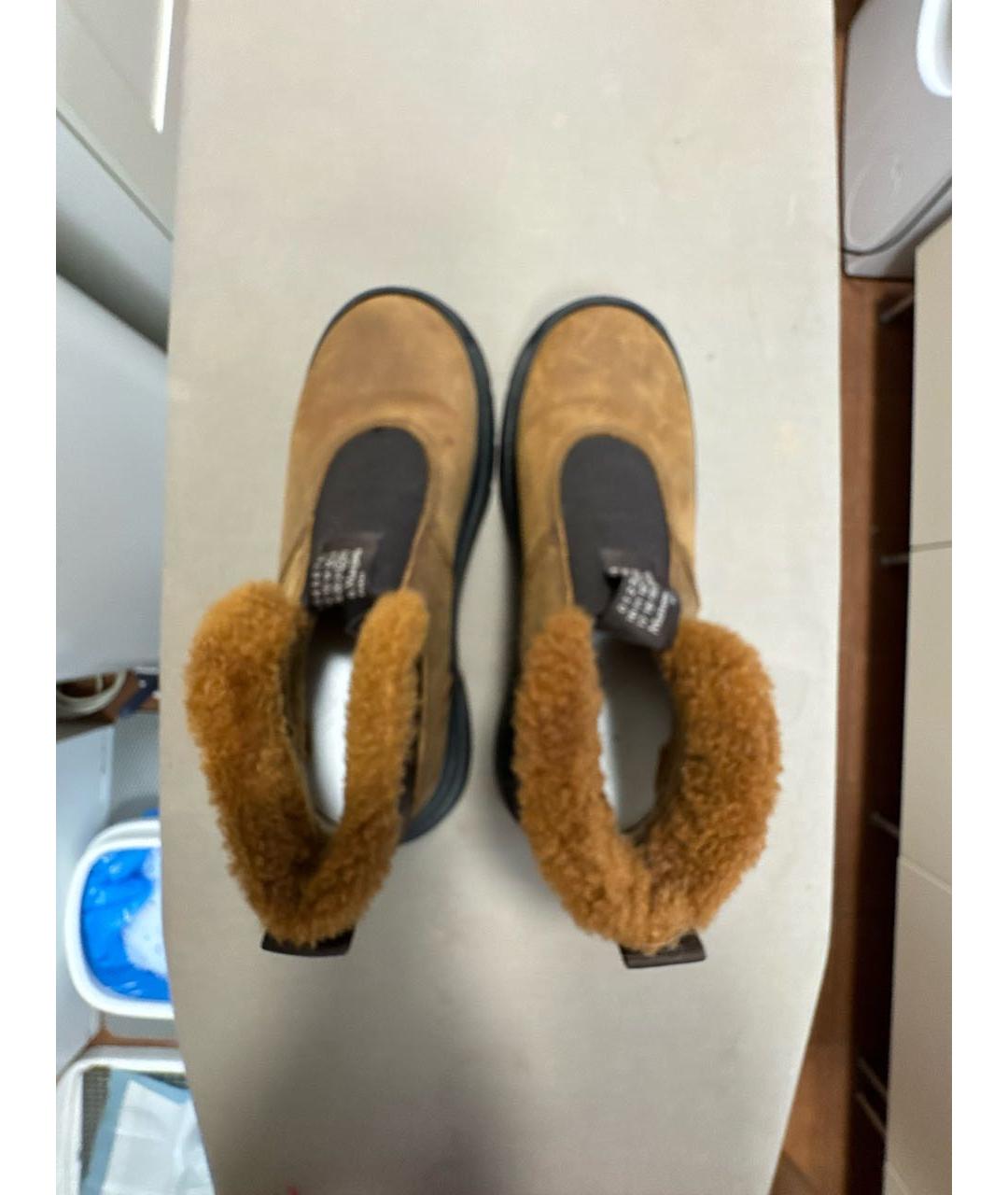 MAISON MARGIELA Коричневые нубуковые ботинки, фото 3