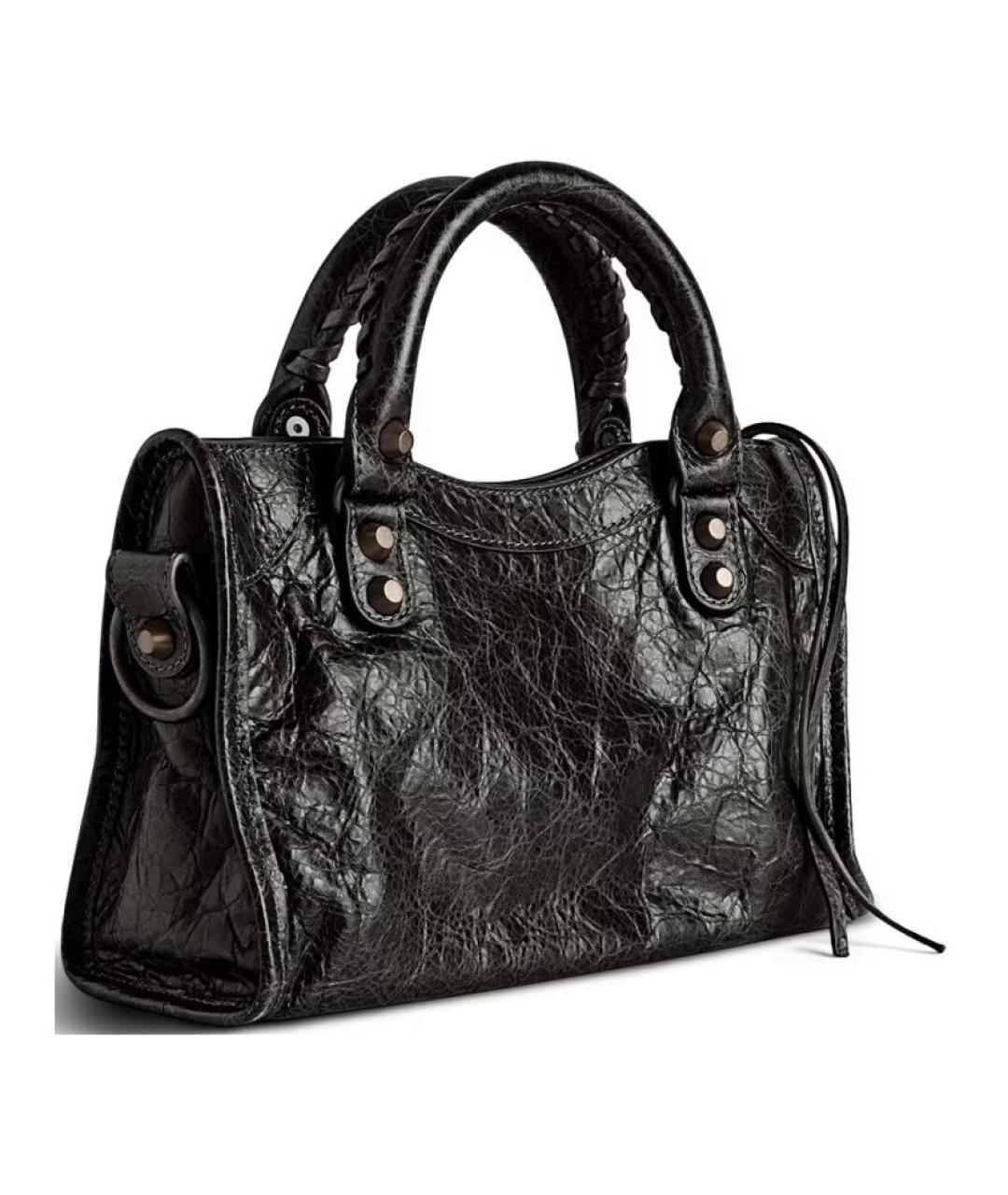 BALENCIAGA Черная кожаная сумка через плечо, фото 5