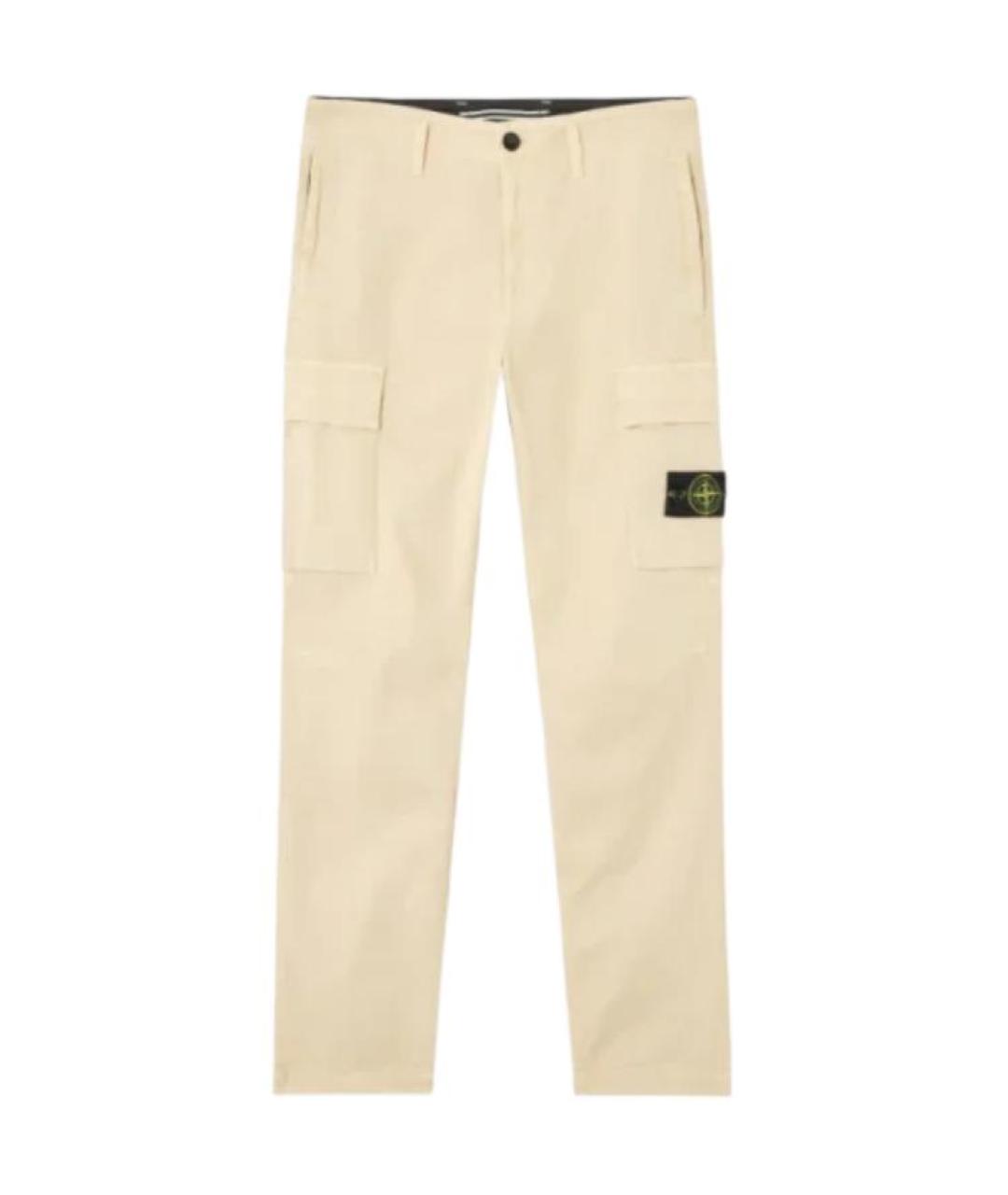 STONE ISLAND Бежевые хлопковые повседневные брюки, фото 1