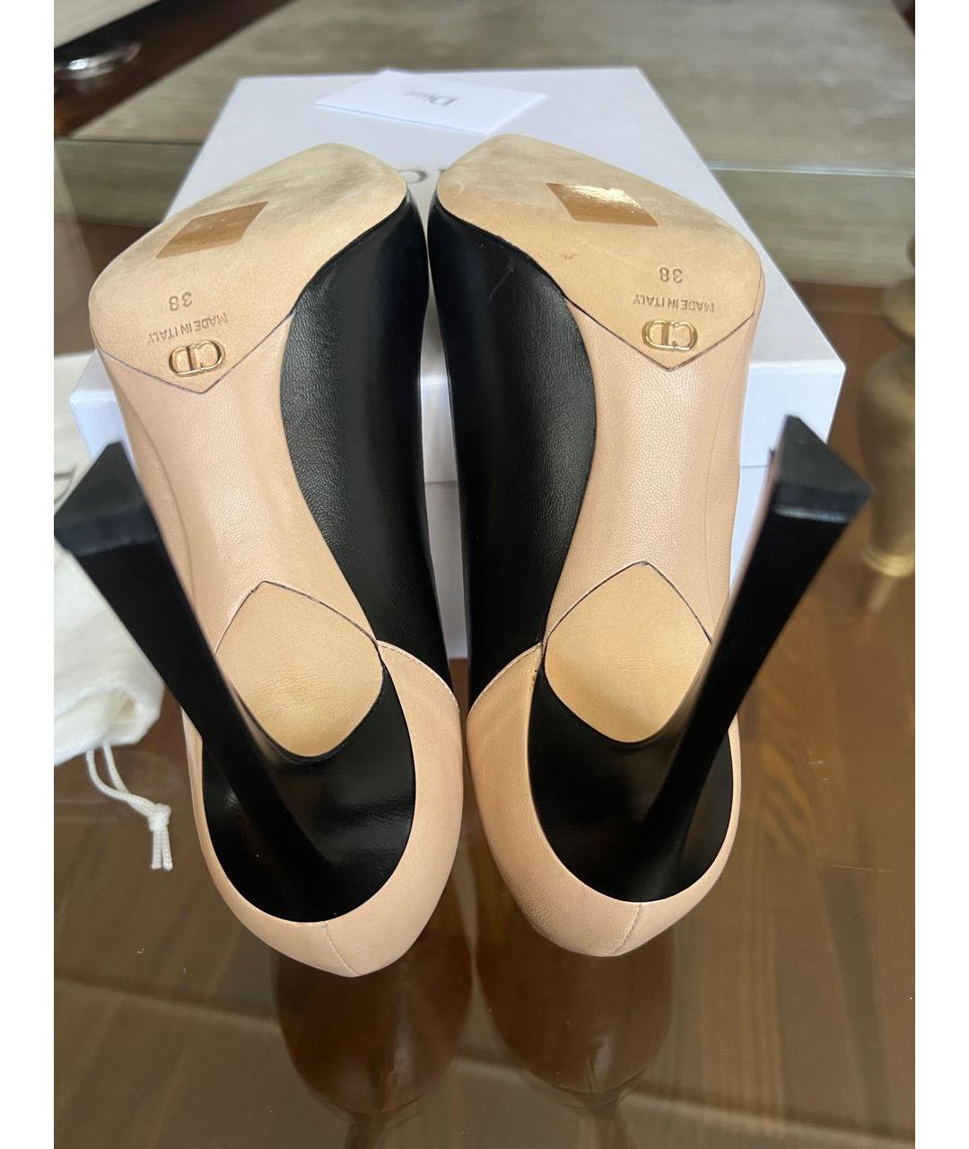 CHRISTIAN DIOR Бежевые кожаные туфли, фото 4