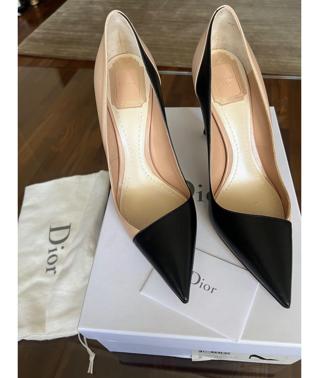 CHRISTIAN DIOR Бежевые кожаные туфли, фото 2