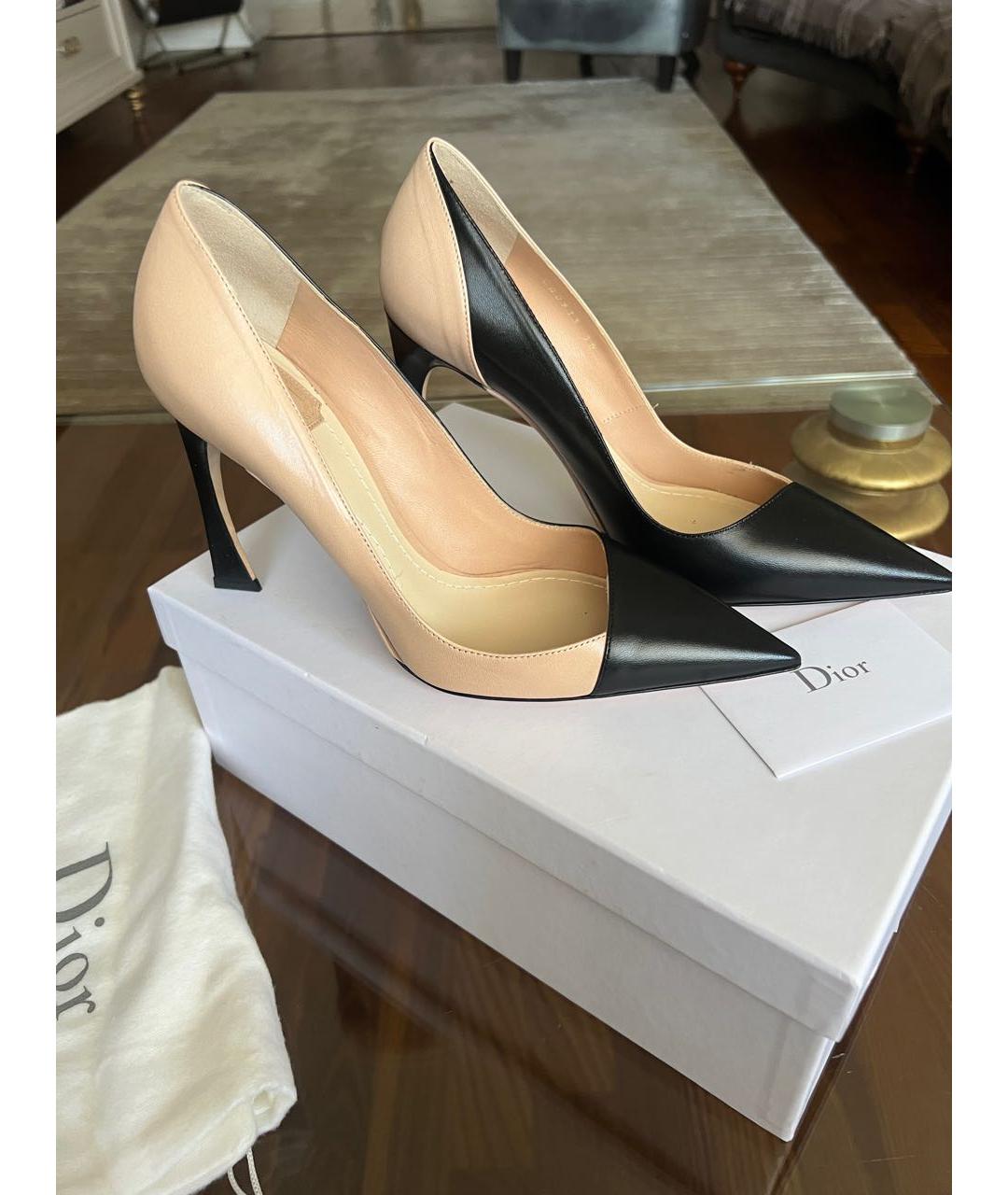 CHRISTIAN DIOR Бежевые кожаные туфли, фото 5