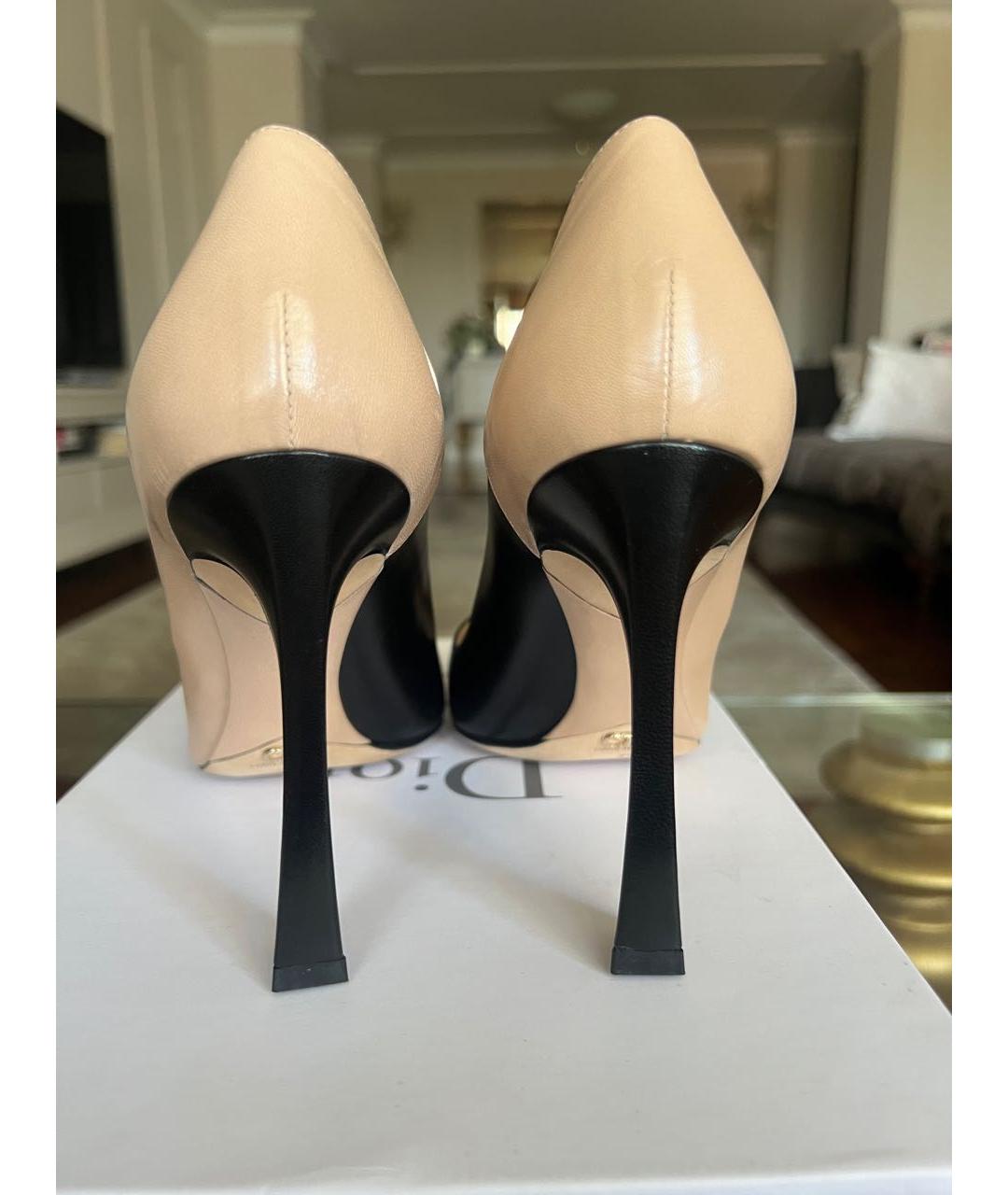 CHRISTIAN DIOR Бежевые кожаные туфли, фото 3