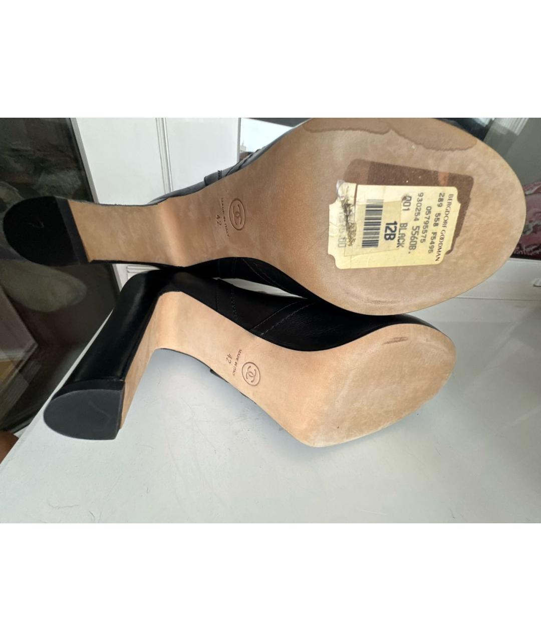 CHANEL Черные кожаные ботильоны, фото 5