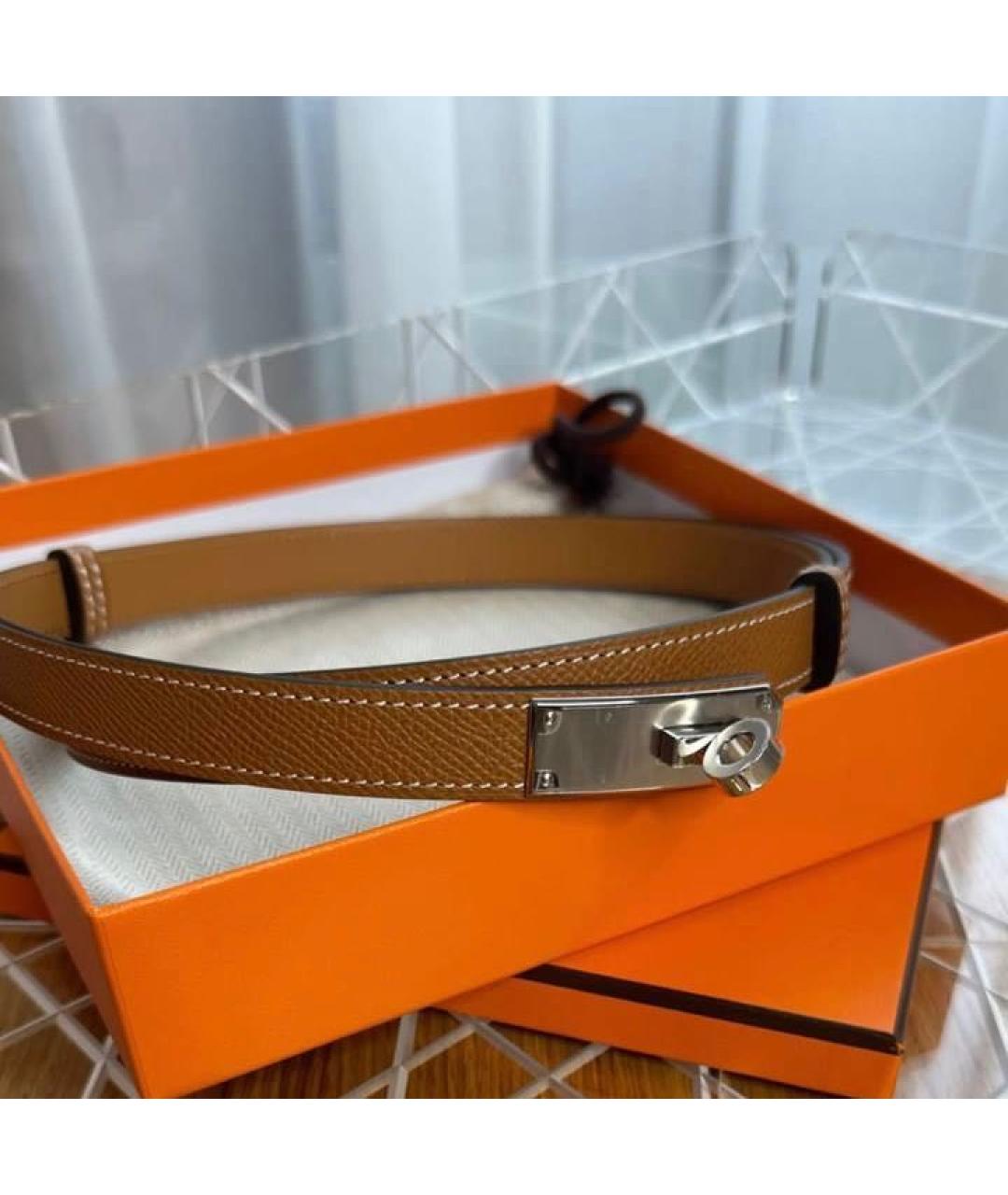 HERMES Коричневый кожаный ремень, фото 3