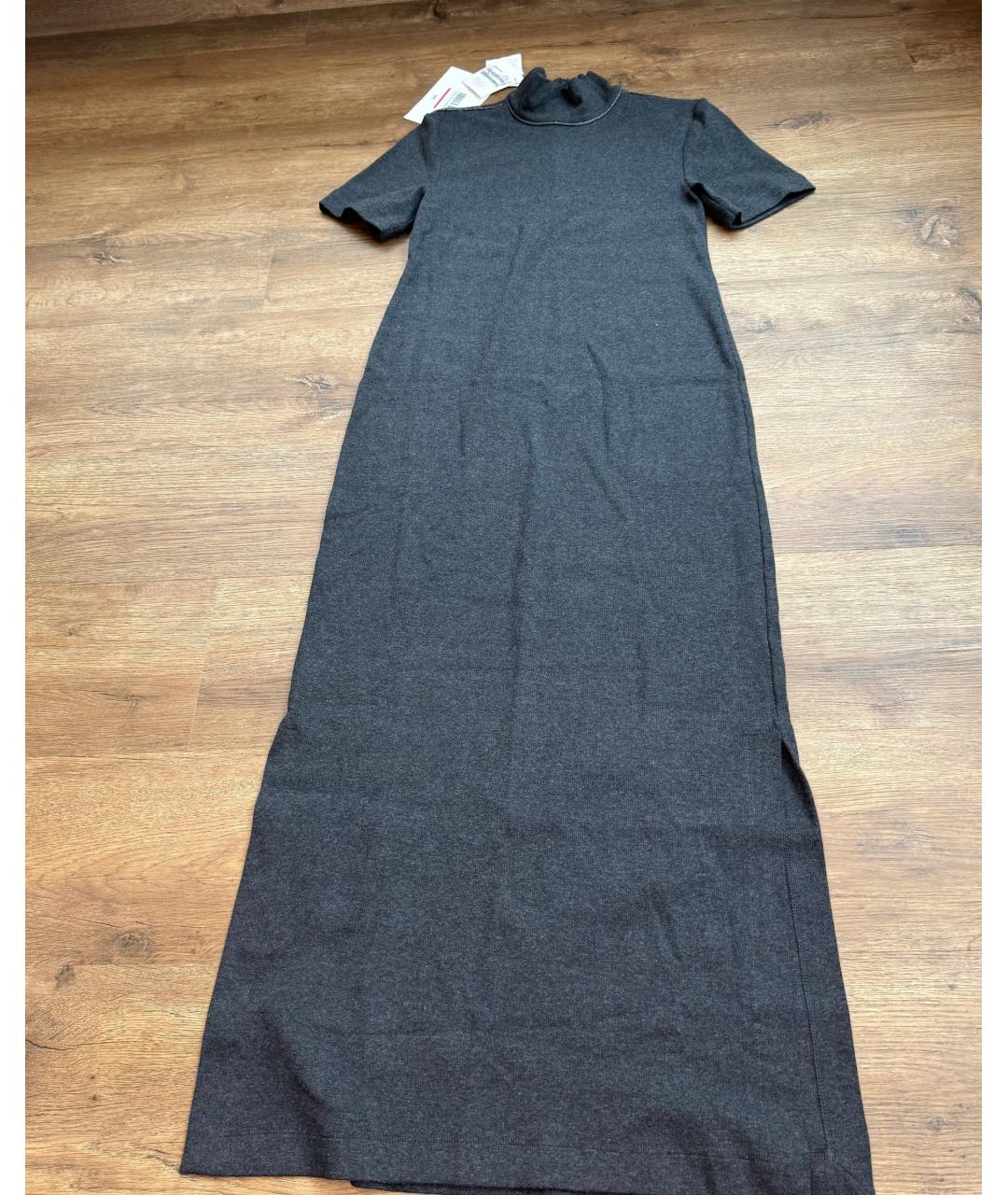 BRUNELLO CUCINELLI Черное хлопковое повседневное платье, фото 6