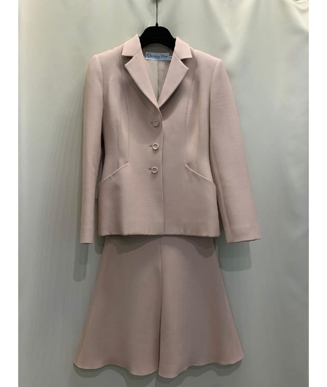 CHRISTIAN DIOR Бежевый шерстяной костюм с юбками, фото 7