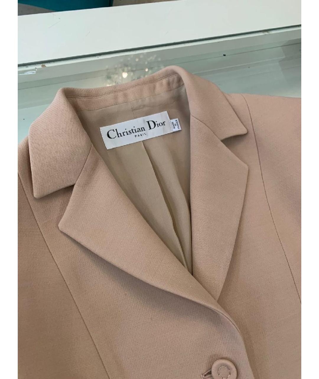 CHRISTIAN DIOR Бежевый шерстяной костюм с юбками, фото 4