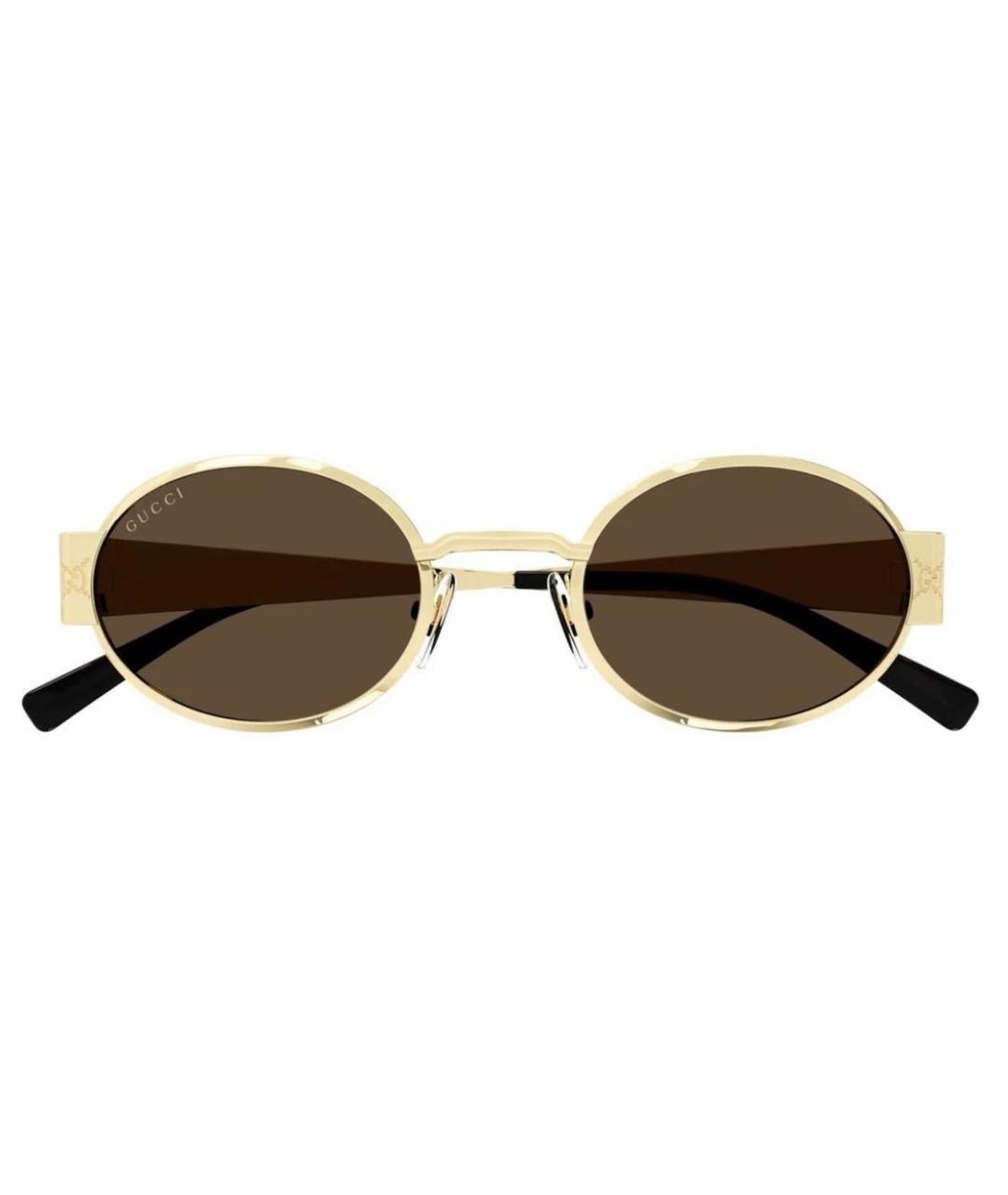 GUCCI Золотые металлические солнцезащитные очки, фото 2