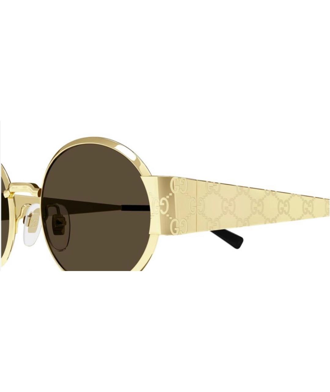 GUCCI Золотые металлические солнцезащитные очки, фото 3