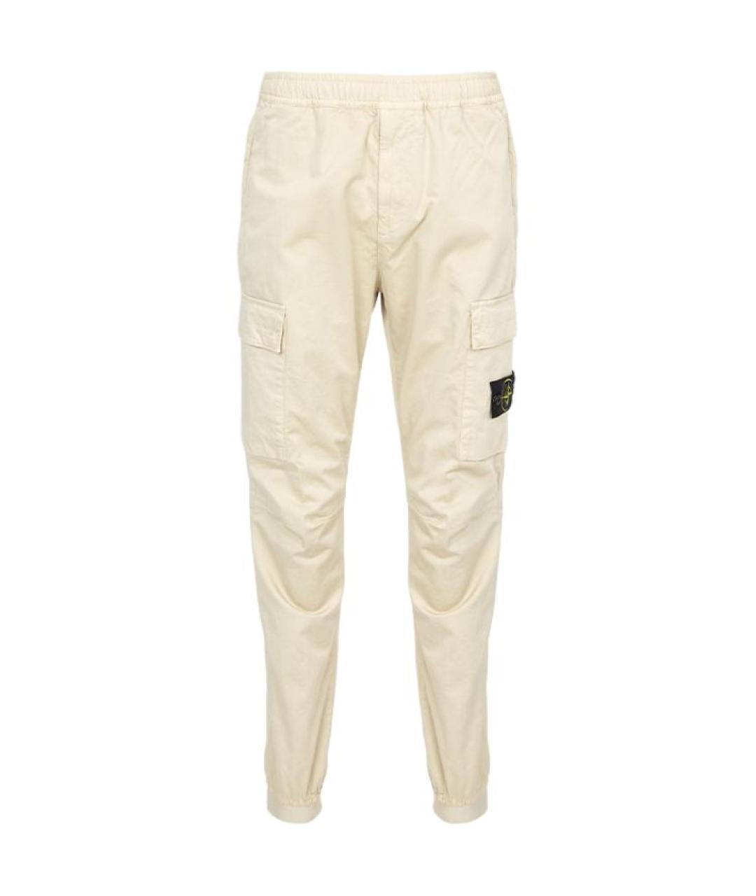 STONE ISLAND Бежевые хлопко-эластановые брюки чинос, фото 1