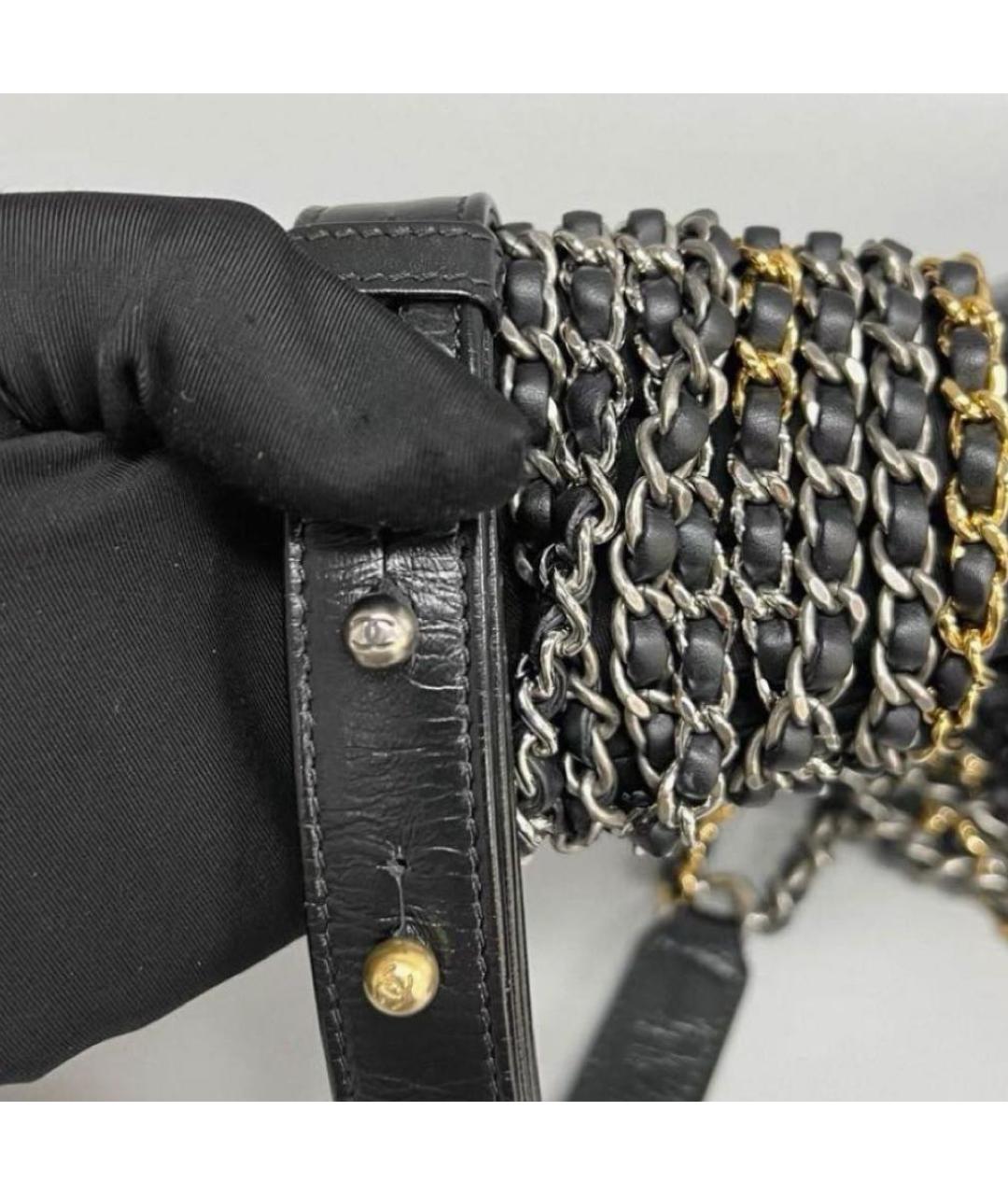 CHANEL Черная кожаная сумка через плечо, фото 5