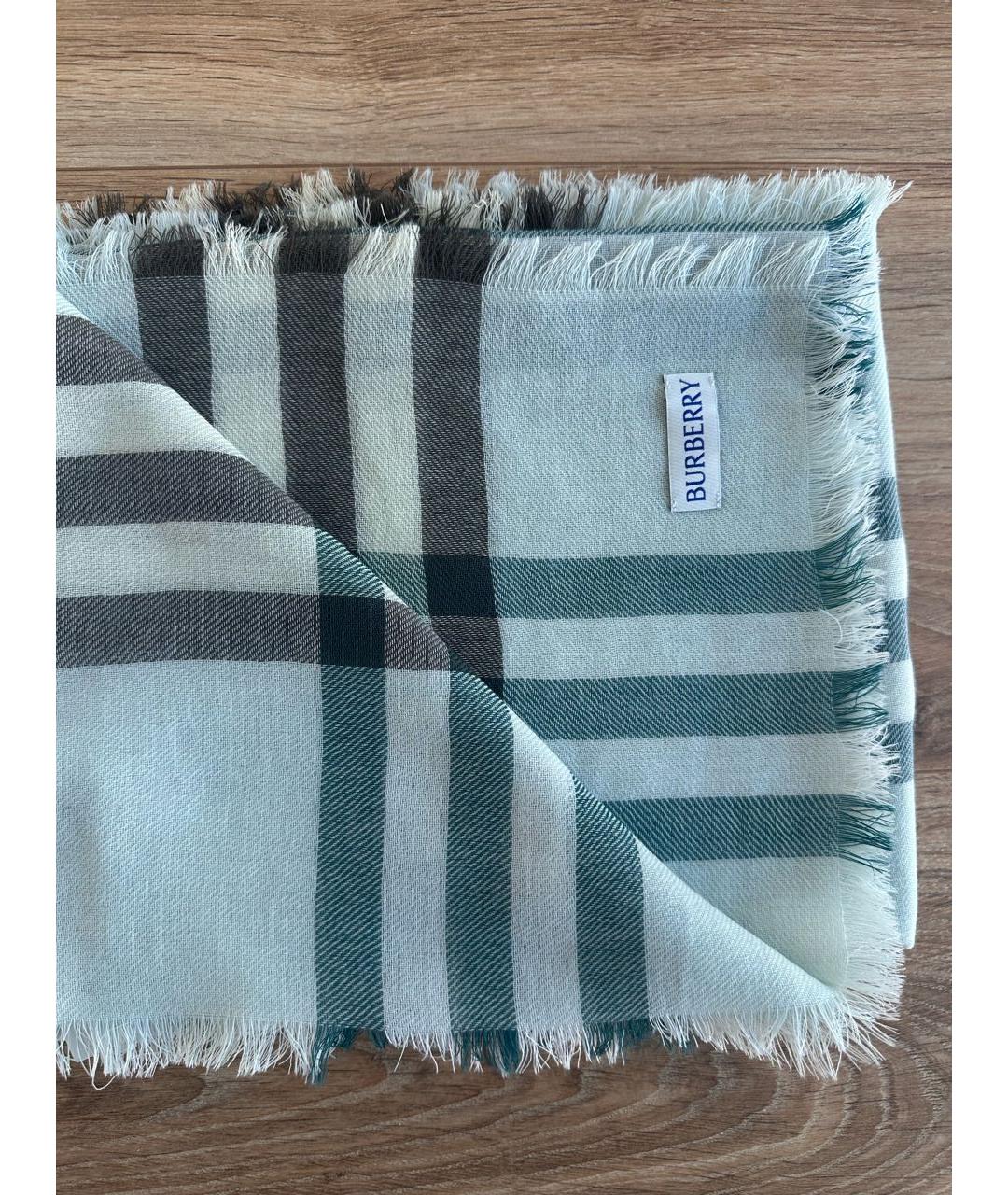 BURBERRY Салатовый шерстяной шарф, фото 5