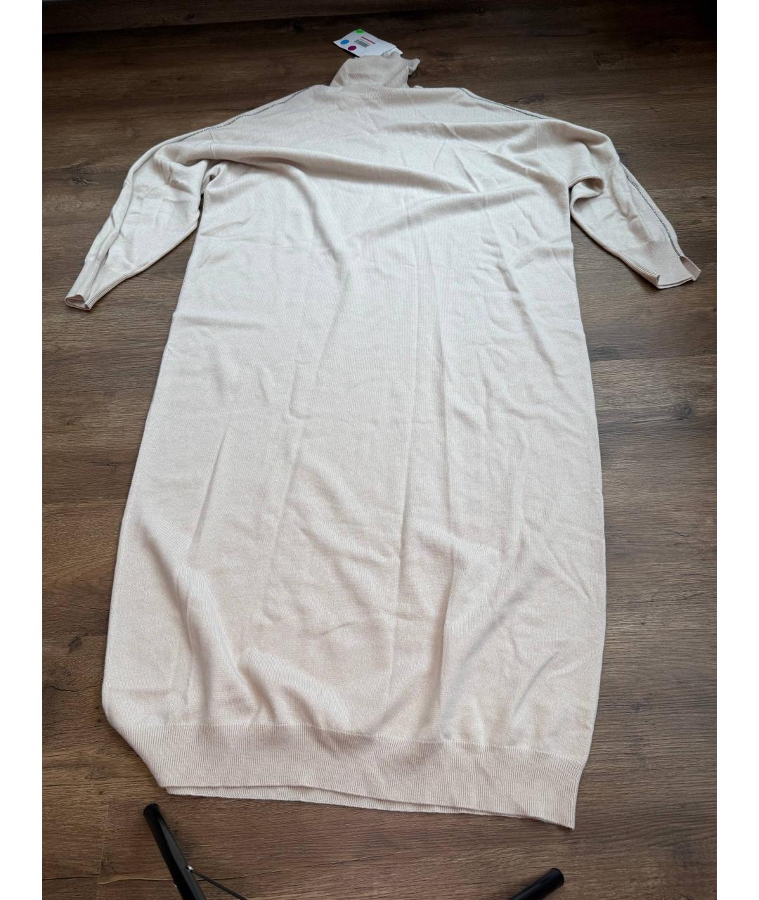 BRUNELLO CUCINELLI Бежевое кашемировое повседневное платье, фото 6