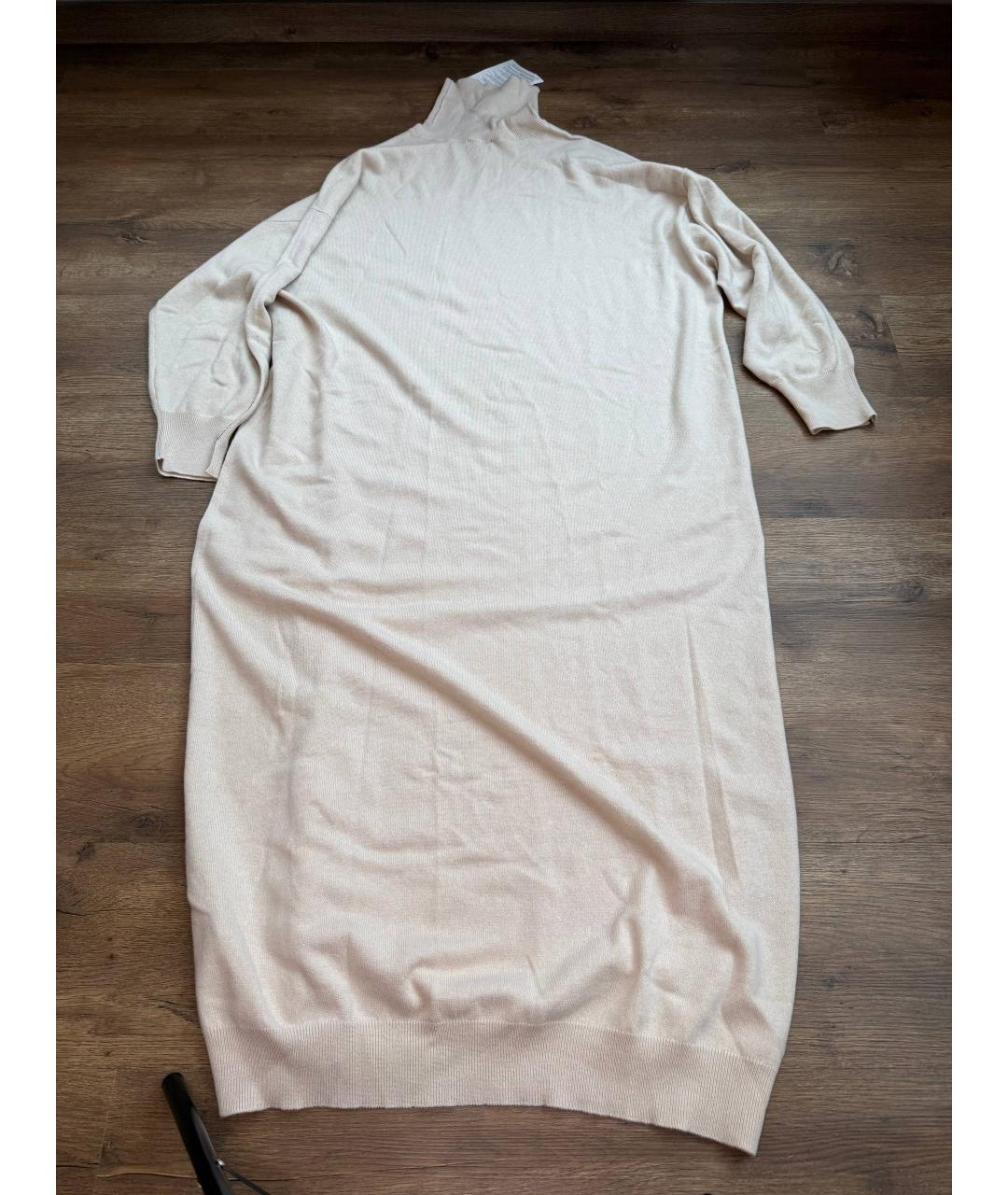 BRUNELLO CUCINELLI Бежевое кашемировое повседневное платье, фото 7