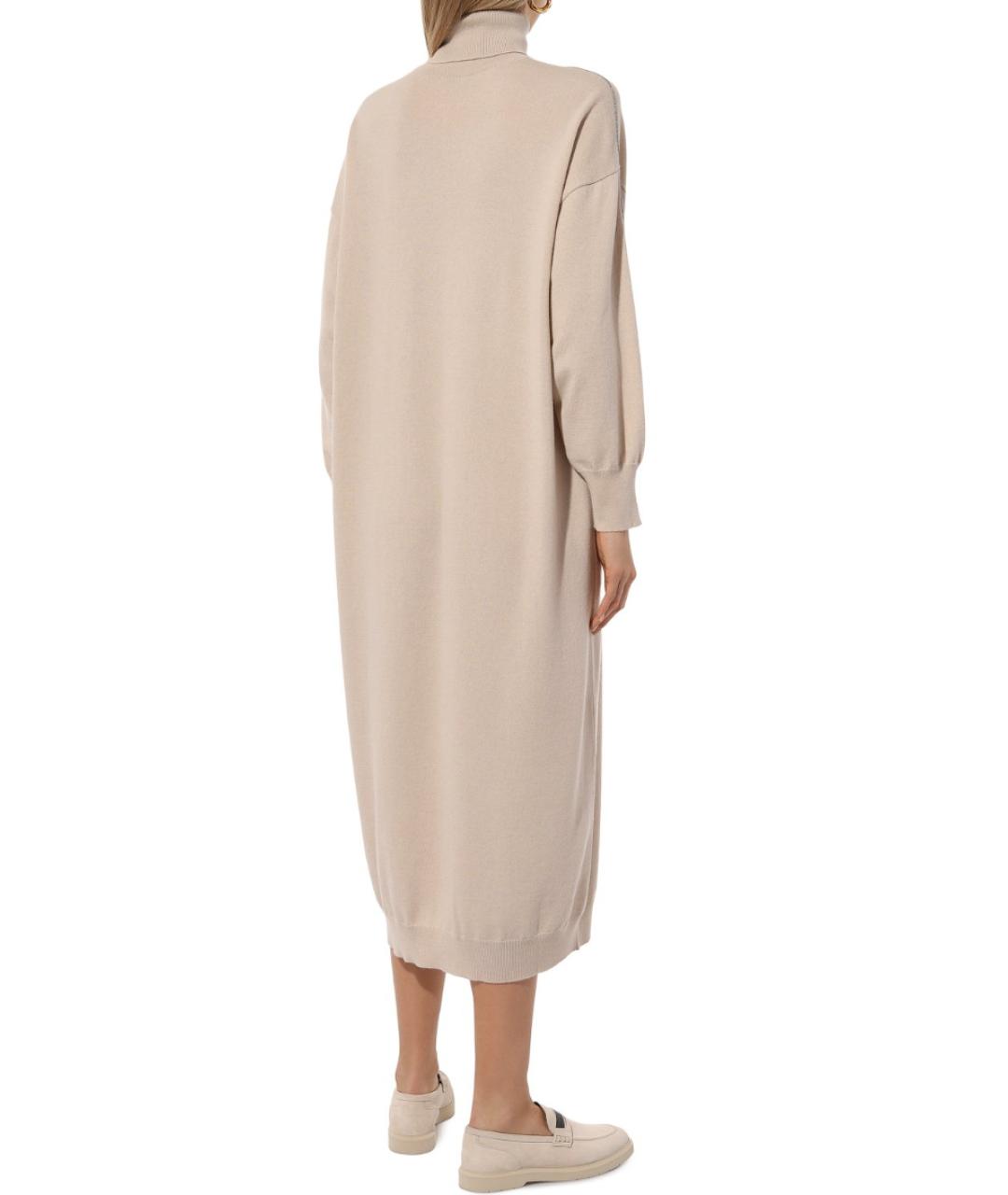 BRUNELLO CUCINELLI Бежевое кашемировое повседневное платье, фото 4