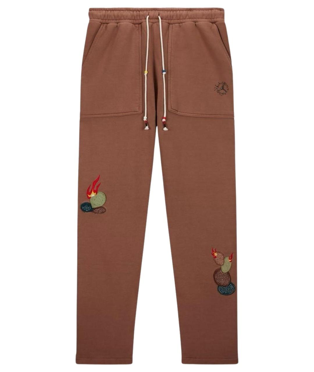 JORDAN Коричневые хлопковые повседневные брюки, фото 1