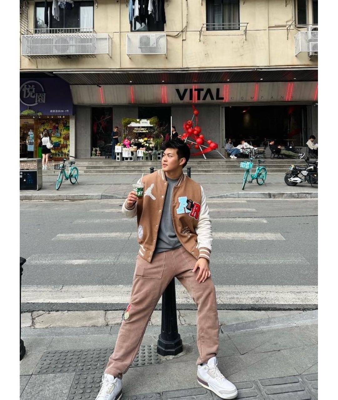 JORDAN Коричневые хлопковые повседневные брюки, фото 8