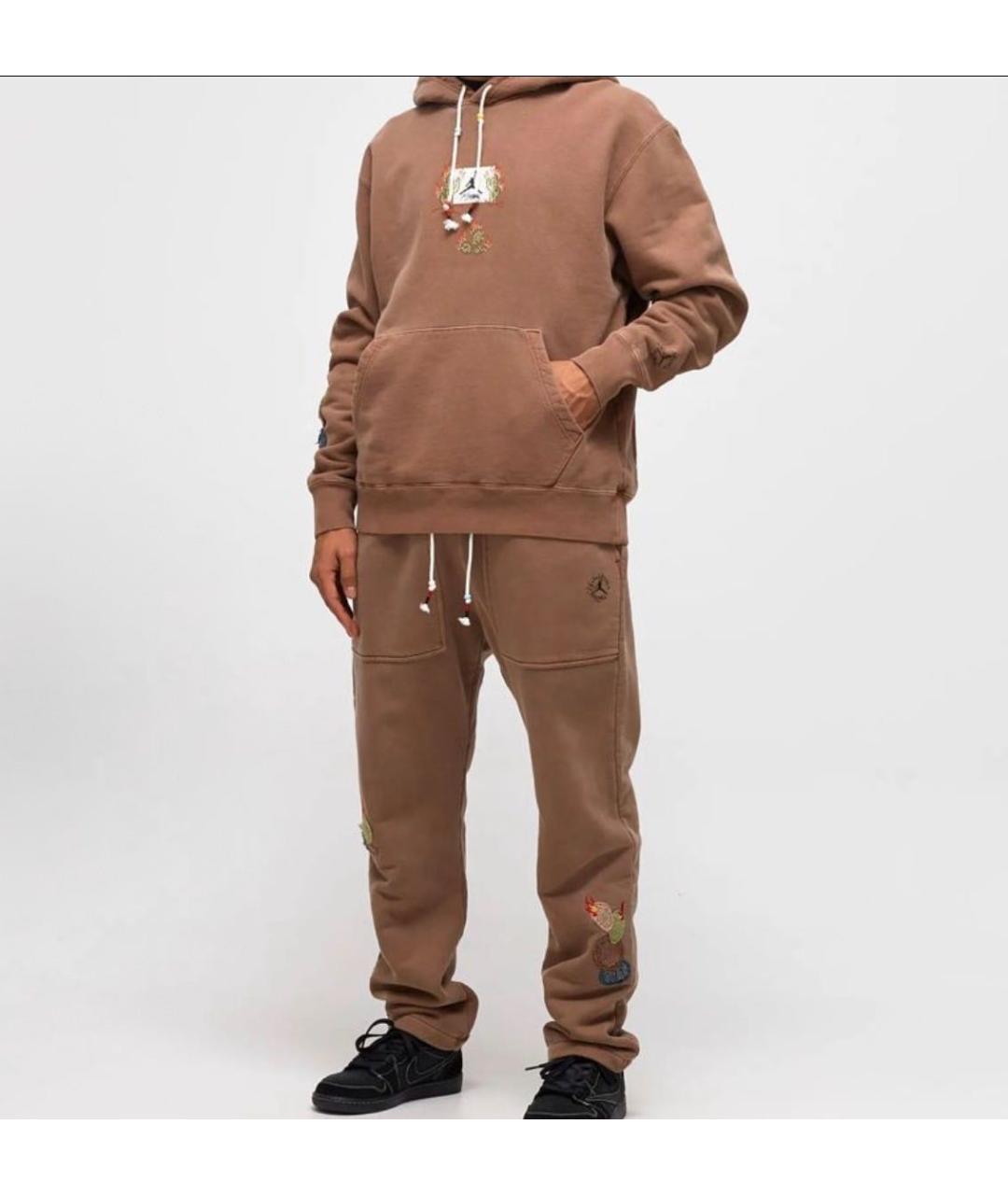 JORDAN Коричневые хлопковые повседневные брюки, фото 7