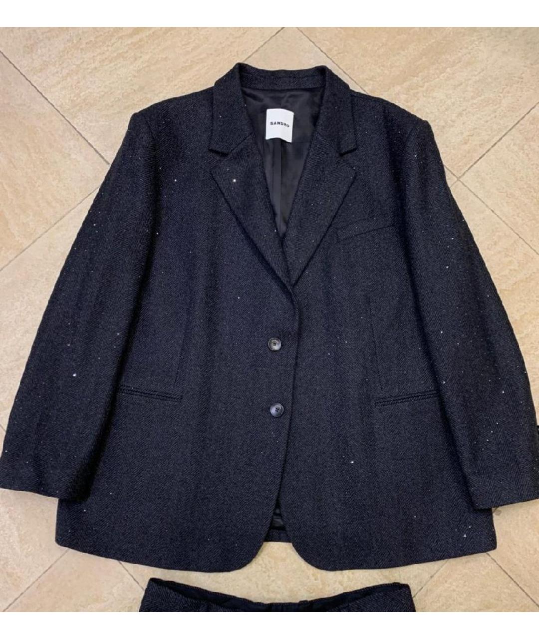 SANDRO Серый шерстяной костюм с брюками, фото 2