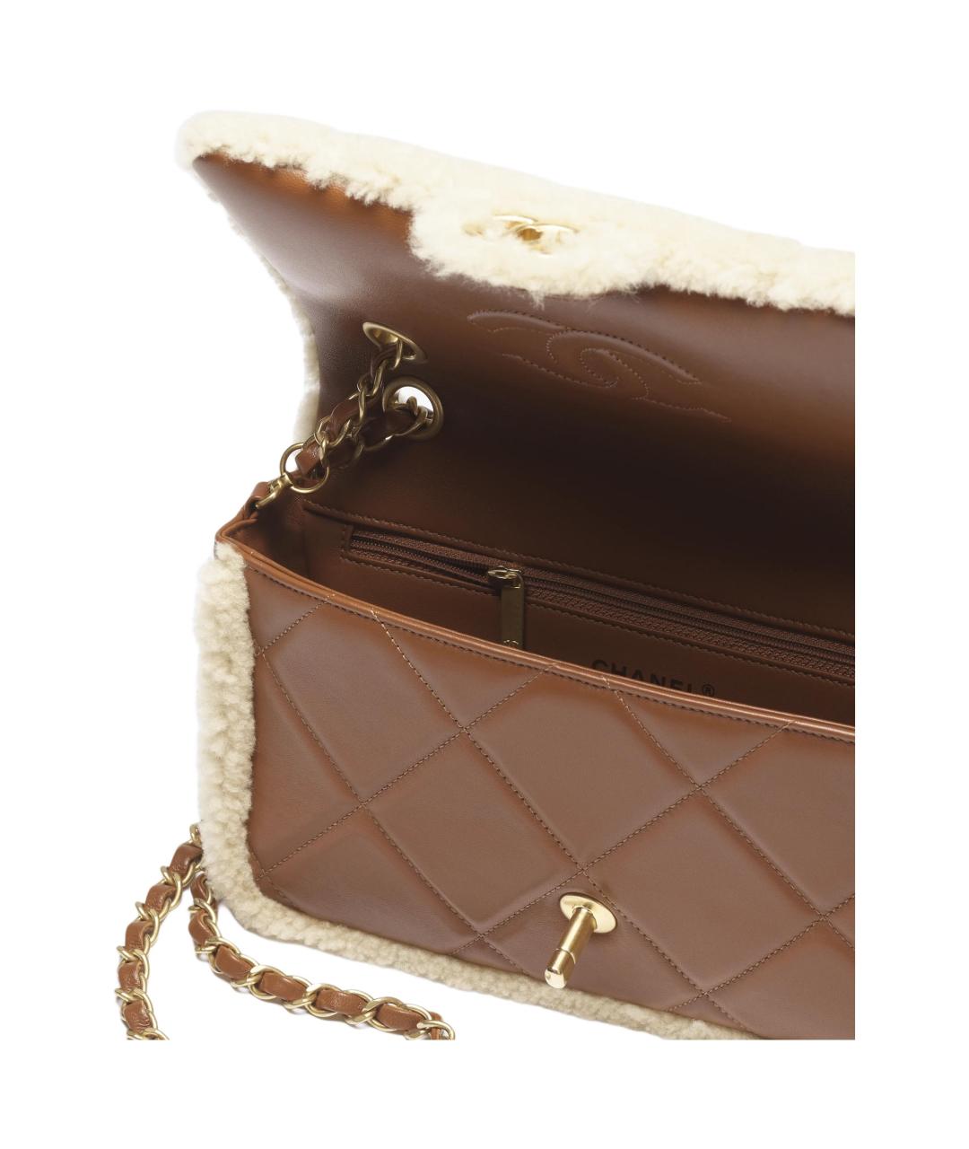 CHANEL Бежевая кожаная сумка через плечо, фото 3