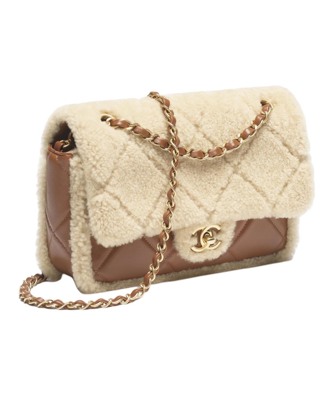 CHANEL Бежевая кожаная сумка через плечо, фото 2