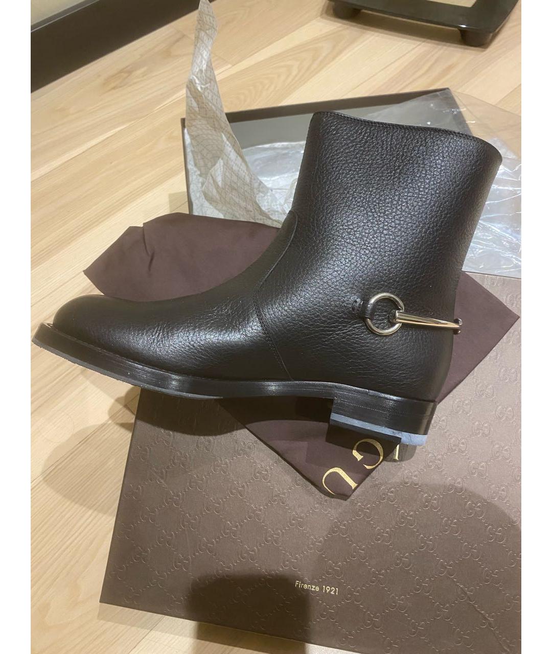 GUCCI Черные кожаные полусапоги, фото 5