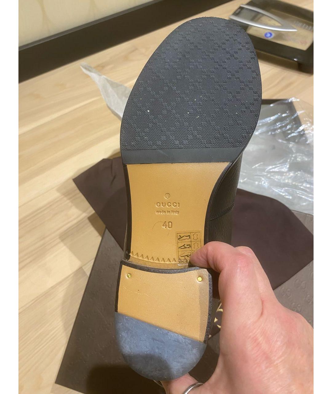 GUCCI Черные кожаные полусапоги, фото 4