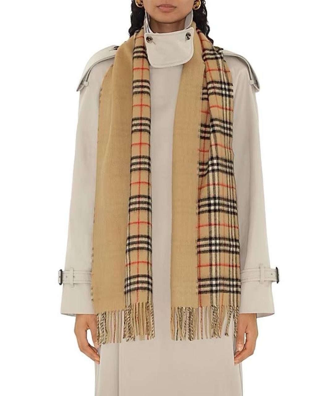 BURBERRY Бежевый кашемировый шарф, фото 6