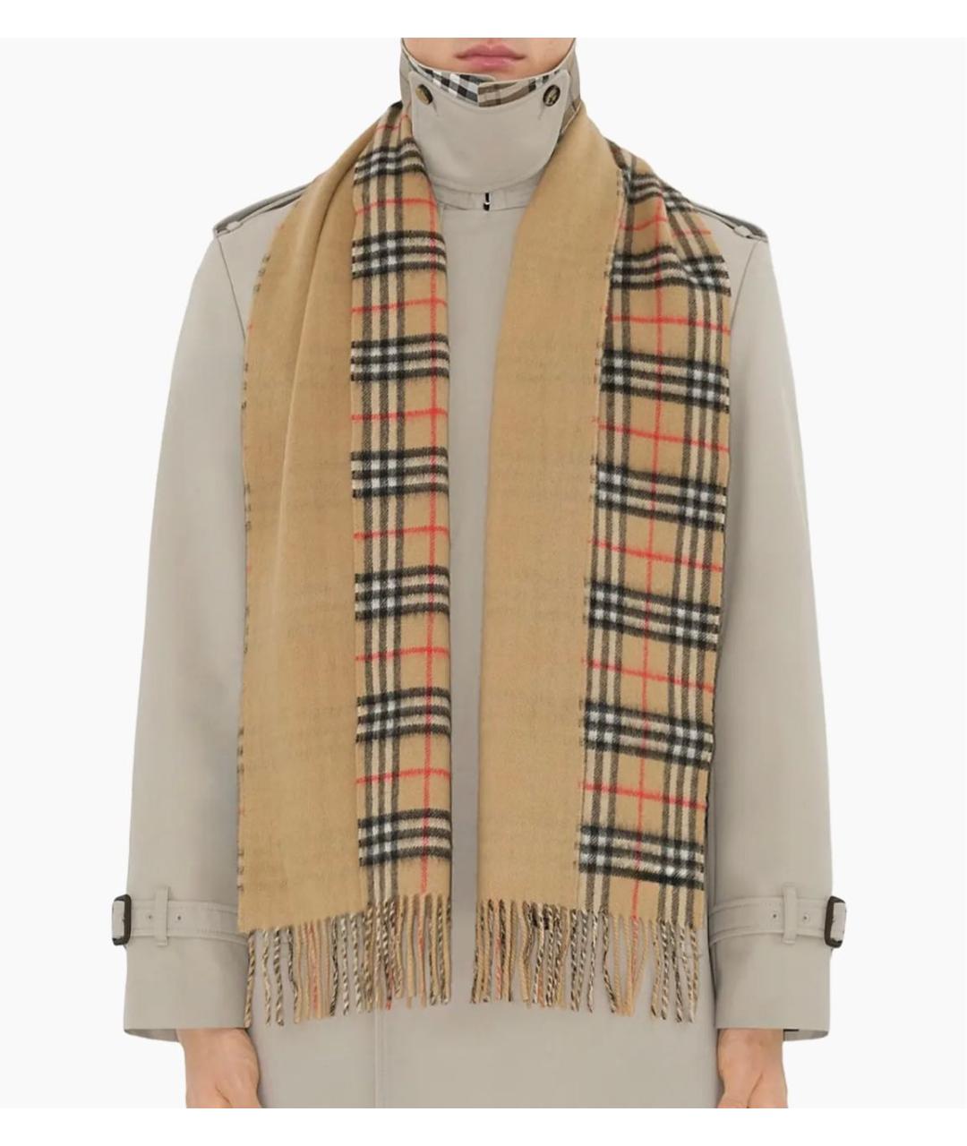 BURBERRY Бежевый кашемировый шарф, фото 5